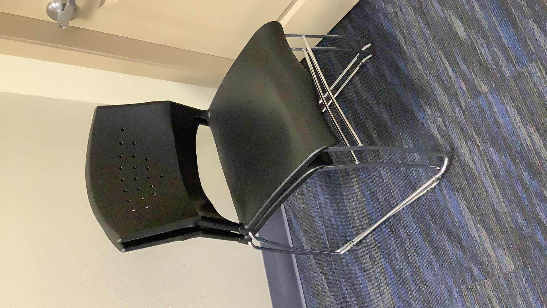 Photo 1 of 2 BLACK COLOR STACKABLE CHROME FRAME CHAIRS