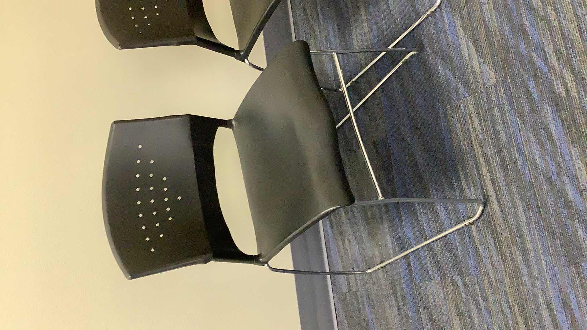 Photo 1 of 2 BLACK COLOR STACKABLE CHROME FRAME CHAIRS