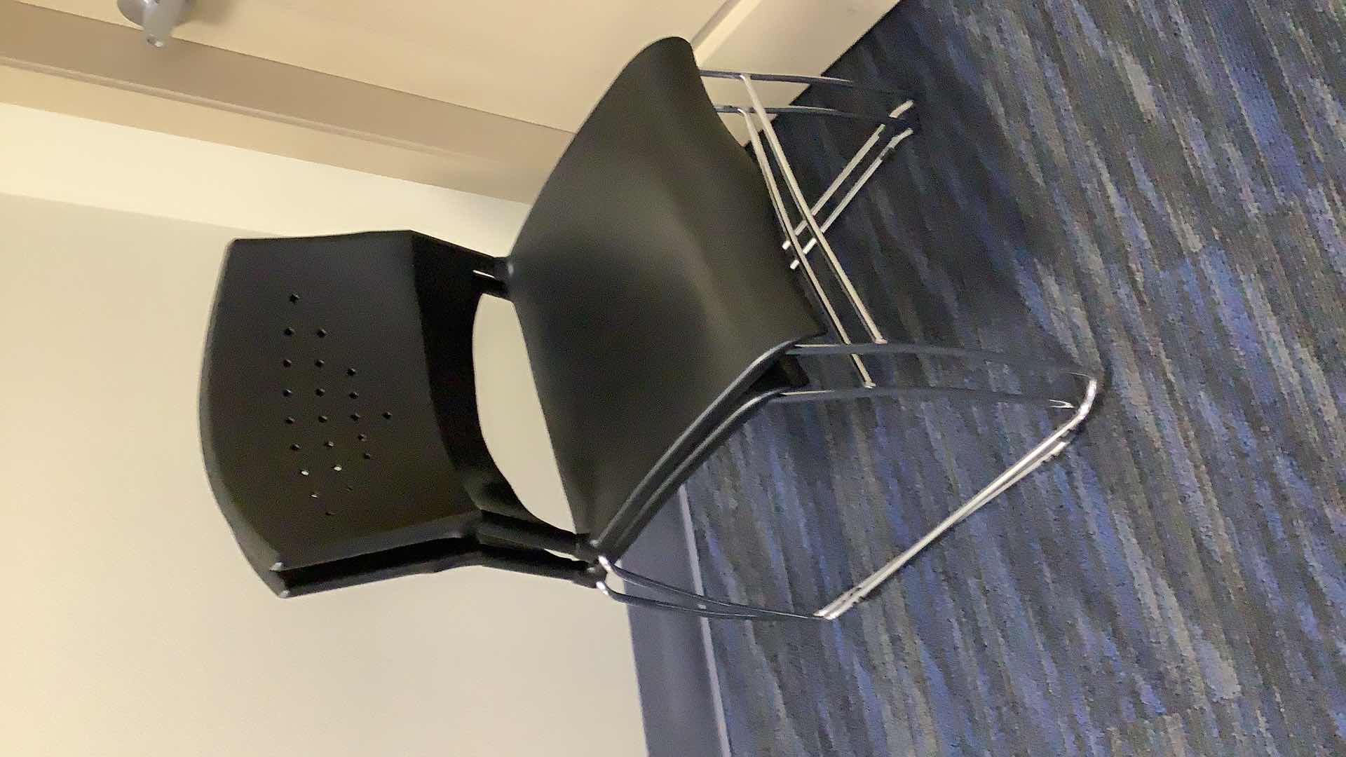 Photo 1 of 2 BLACK COLOR STACKABLE CHROME FRAME CHAIRS