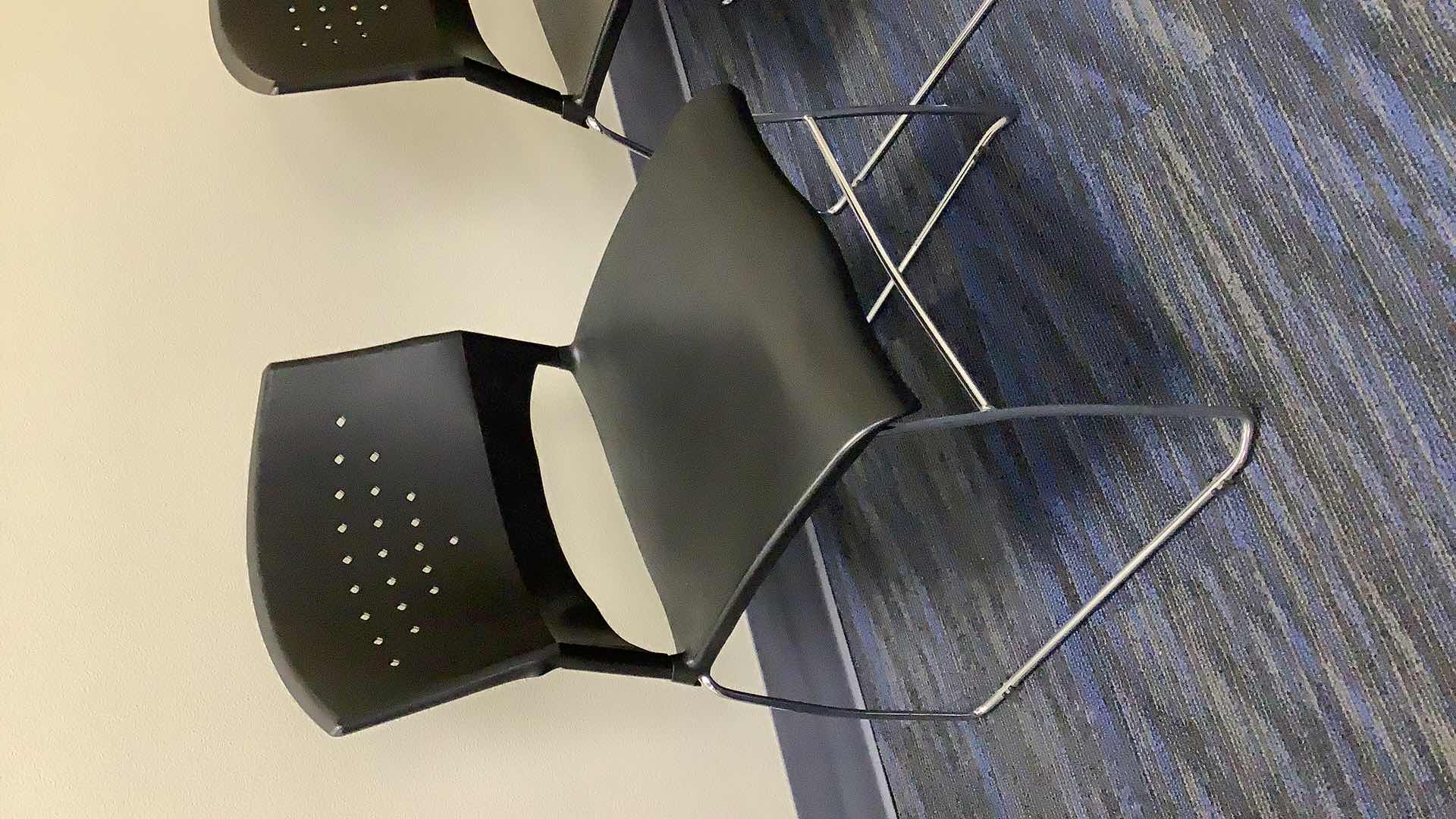 Photo 1 of 2 BLACK COLOR STACKABLE CHROME FRAME CHAIRS