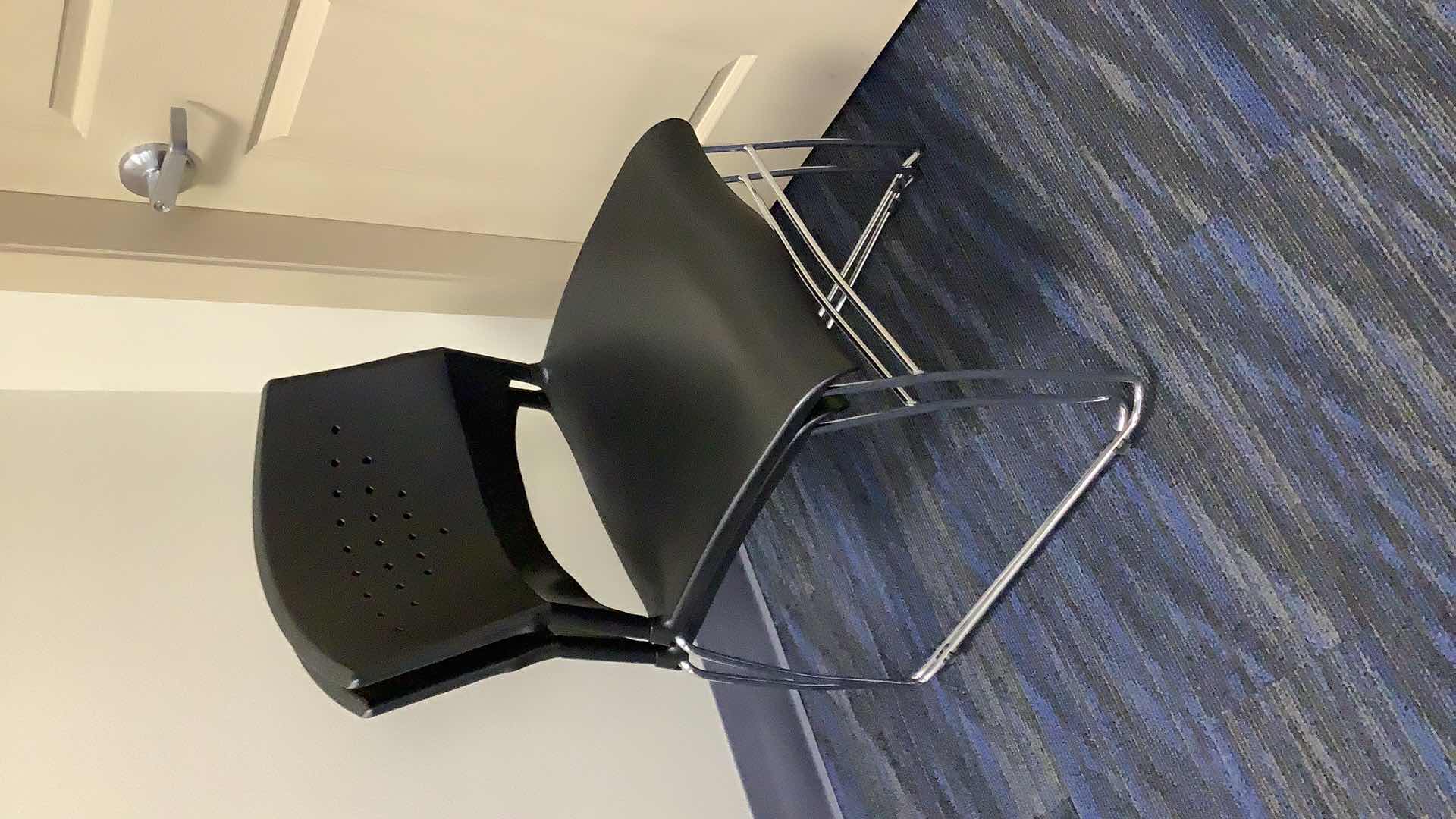 Photo 1 of 2 BLACK COLOR STACKABLE CHROME FRAME CHAIRS