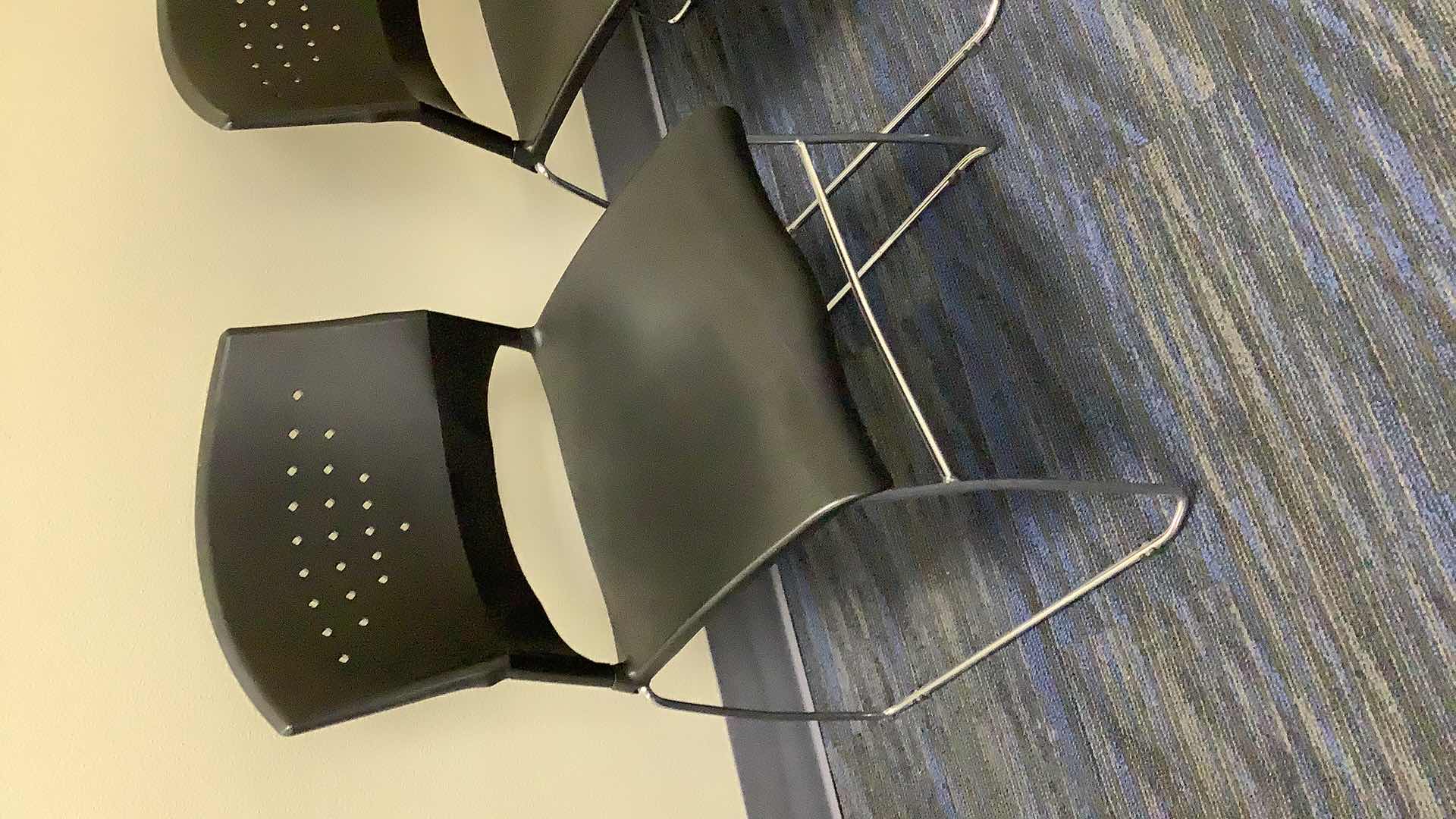 Photo 2 of 2 BLACK COLOR STACKABLE CHROME FRAME CHAIRS