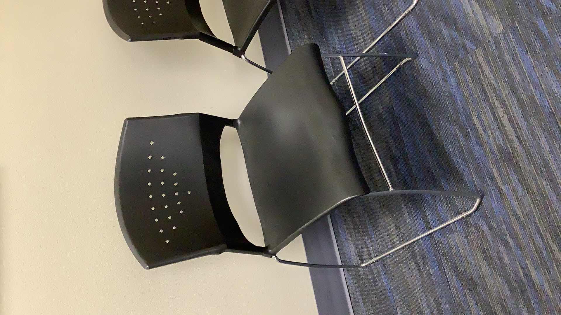 Photo 1 of 2 BLACK COLOR STACKABLE CHROME FRAME CHAIRS