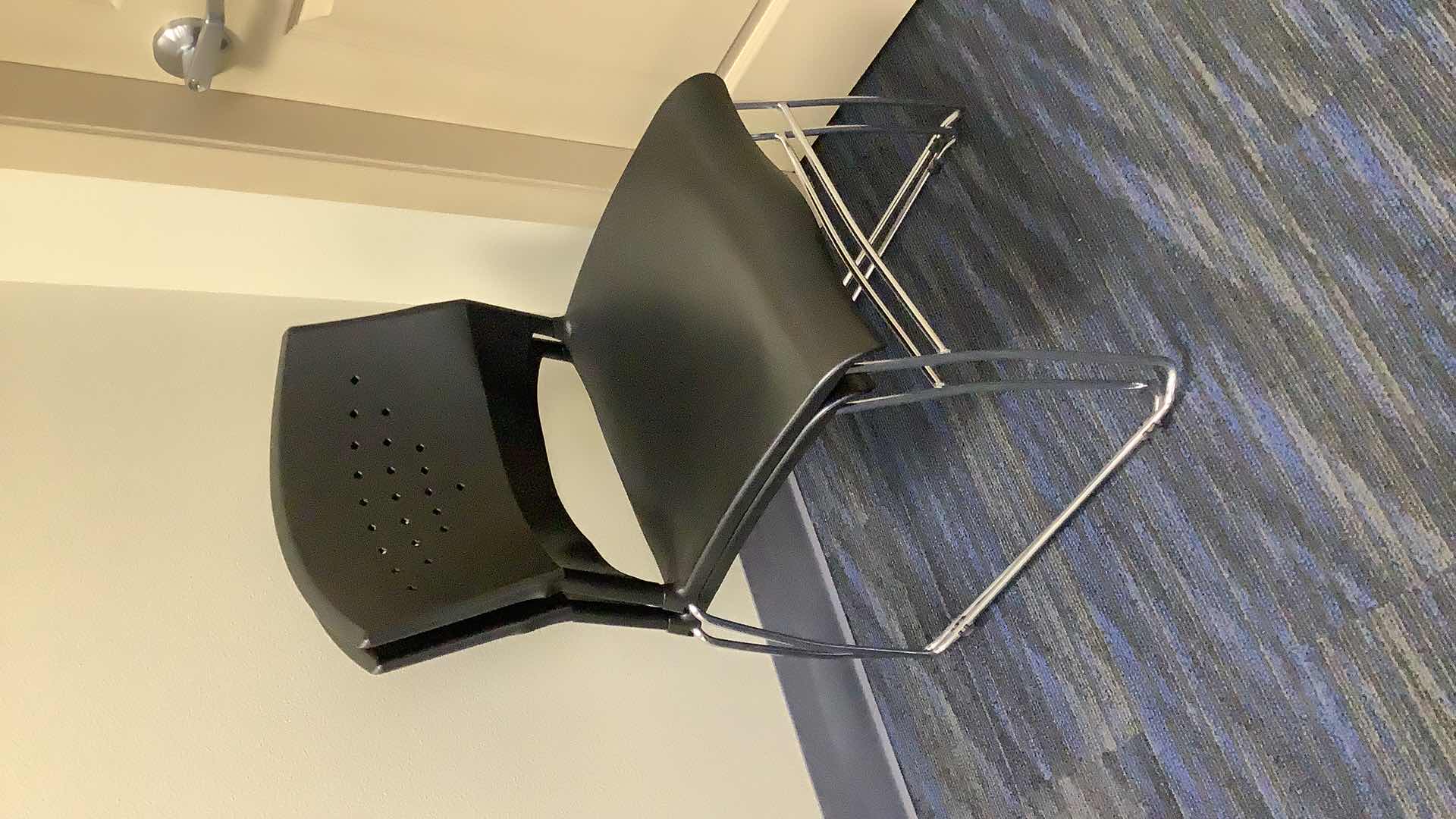 Photo 1 of 2 BLACK COLOR STACKABLE CHROME FRAME CHAIRS