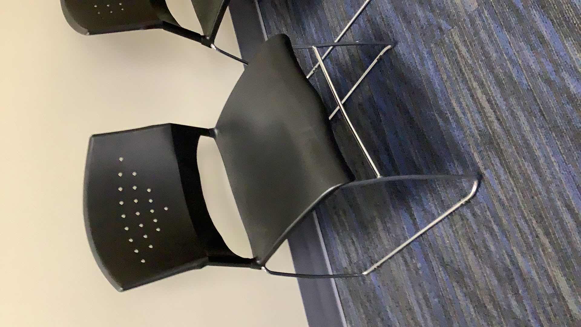 Photo 1 of 2 BLACK COLOR STACKABLE CHROME FRAME CHAIRS