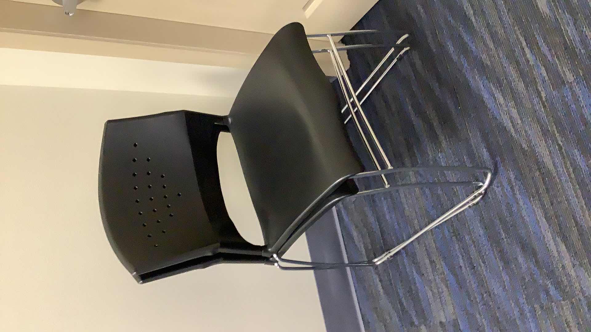 Photo 4 of 2 BLACK COLOR STACKABLE CHROME FRAME CHAIRS