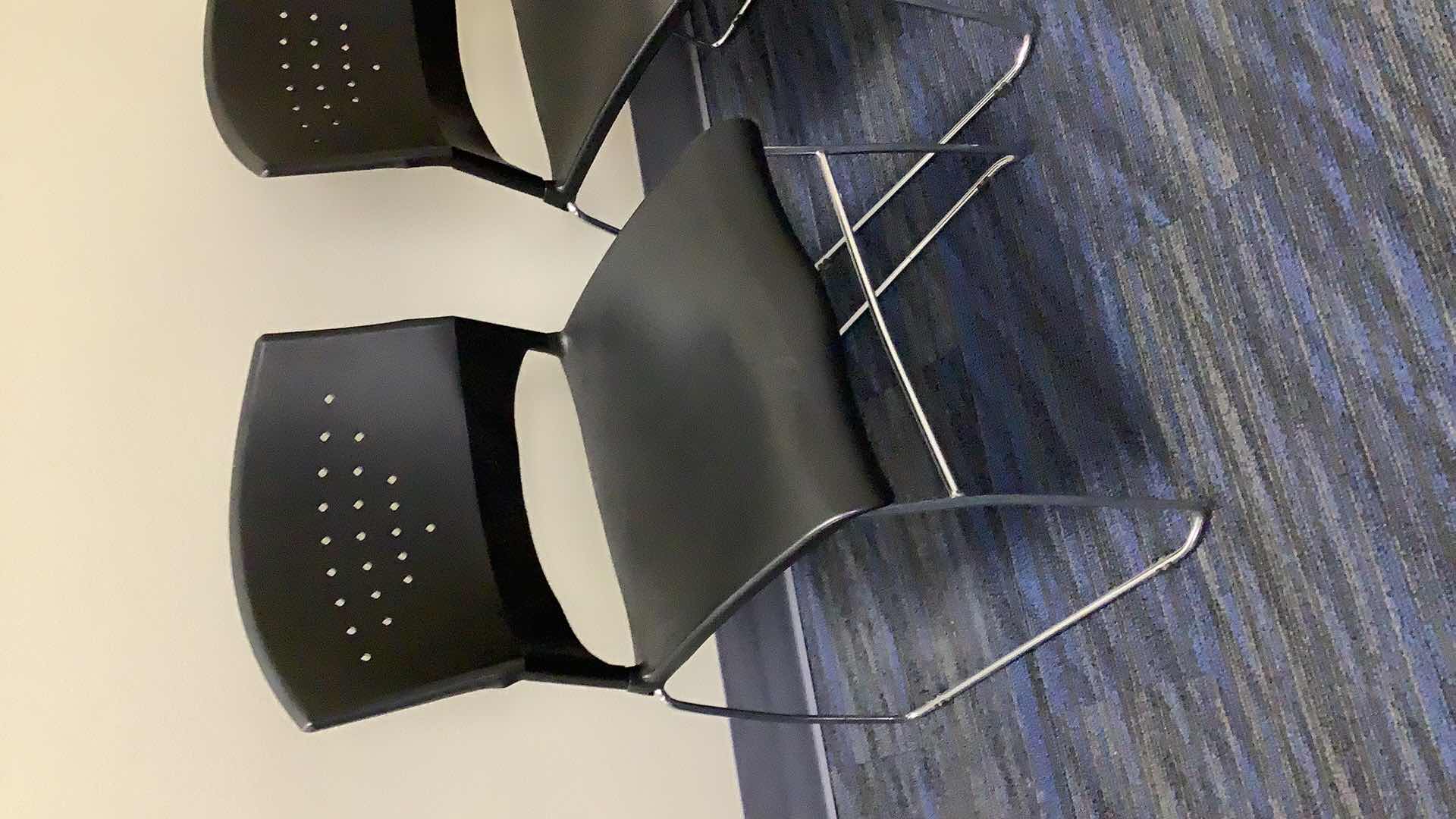 Photo 1 of 2 BLACK COLOR STACKABLE CHROME FRAME CHAIRS