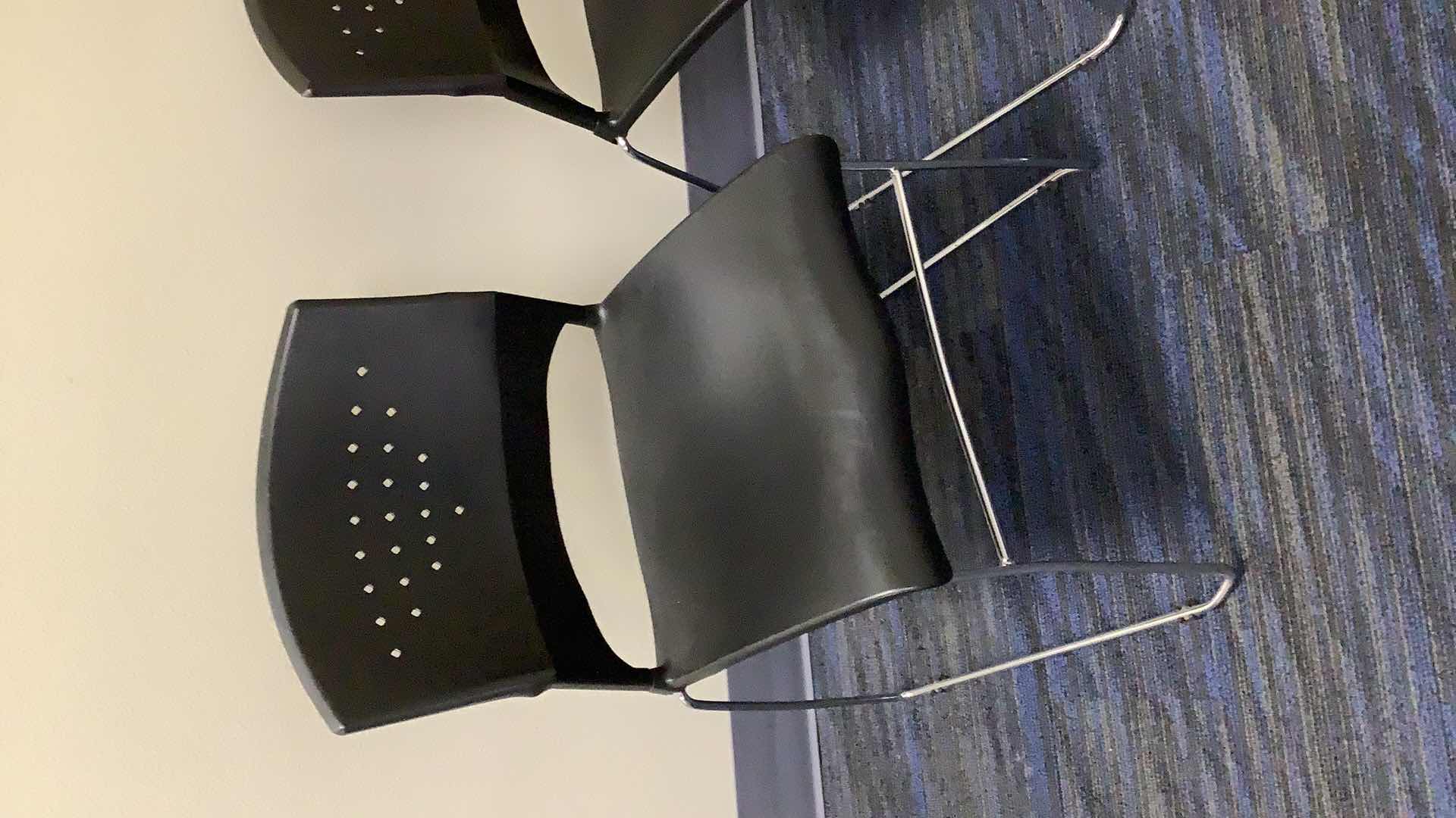 Photo 1 of 2 BLACK COLOR STACKABLE CHROME FRAME CHAIRS