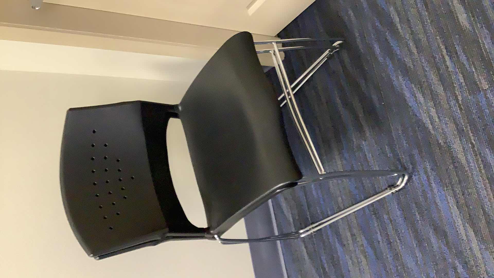 Photo 3 of 2 BLACK COLOR STACKABLE CHROME FRAME CHAIRS