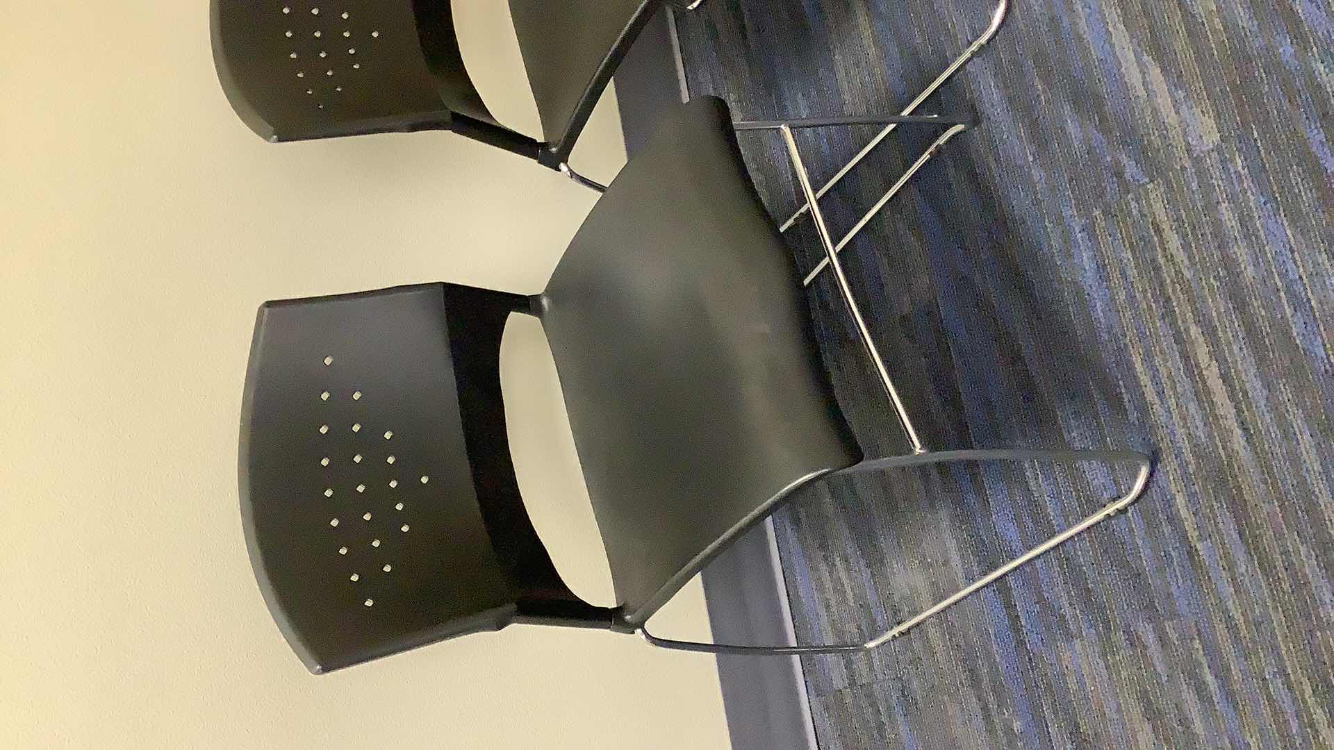 Photo 1 of 2 BLACK COLOR STACKABLE CHROME FRAME CHAIRS