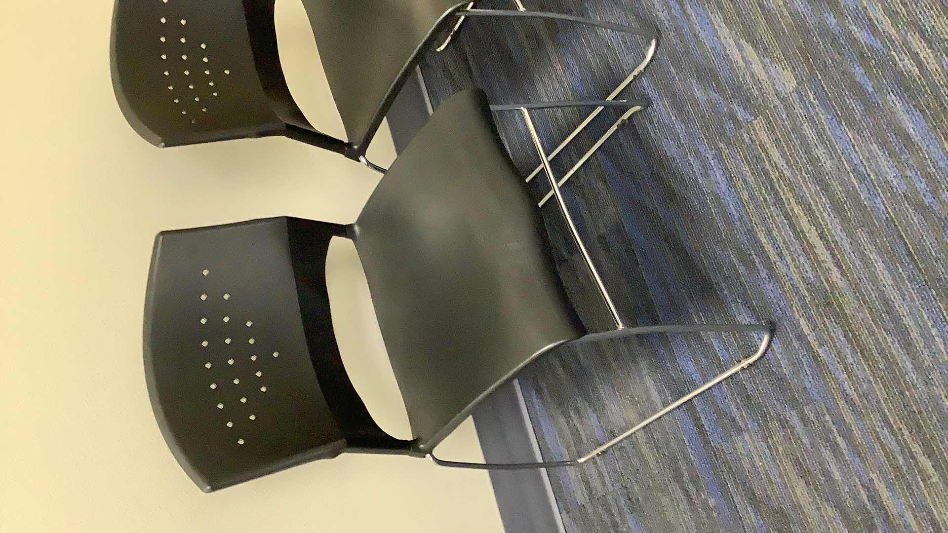 Photo 1 of 2 BLACK COLOR STACKABLE CHROME FRAME CHAIRS