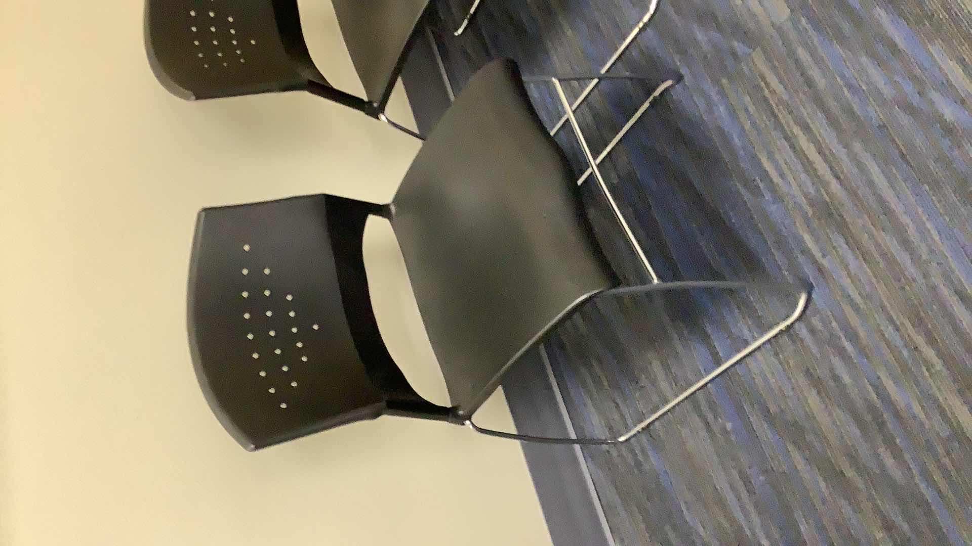 Photo 1 of 2 BLACK COLOR STACKABLE CHROME FRAME CHAIRS