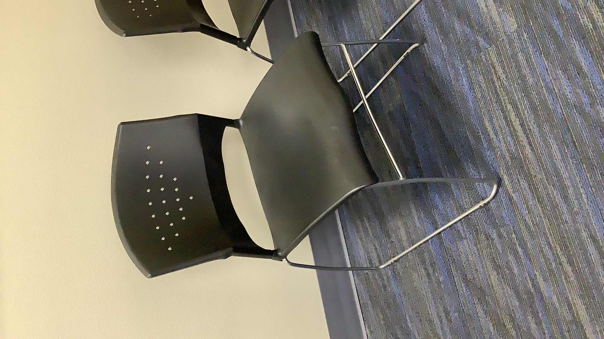 Photo 1 of 2 BLACK COLOR STACKABLE CHROME FRAME CHAIRS