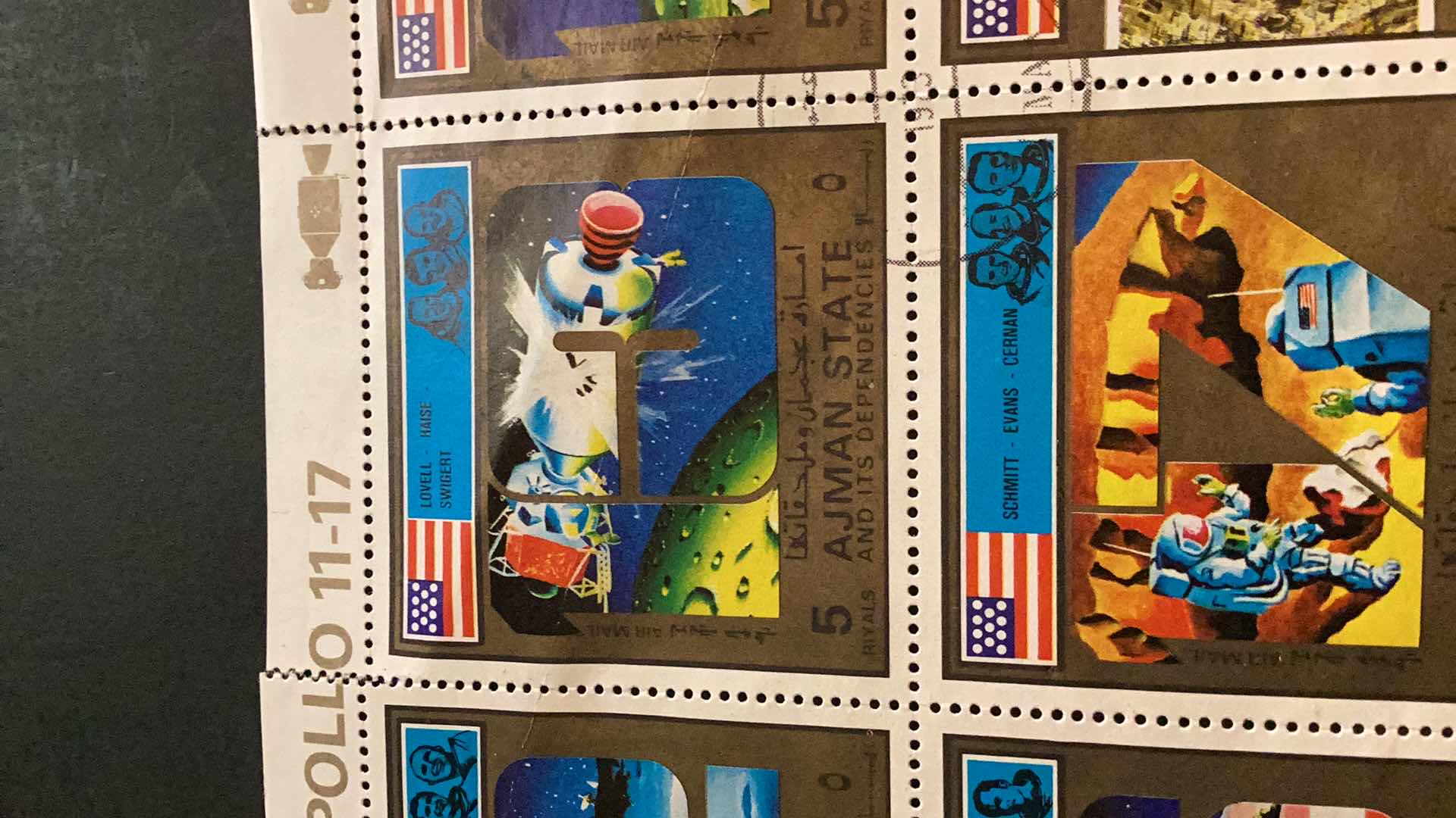 Photo 1 of AJMAN STATE APOLLO 11-17 BOCK OF 8 STAMPS