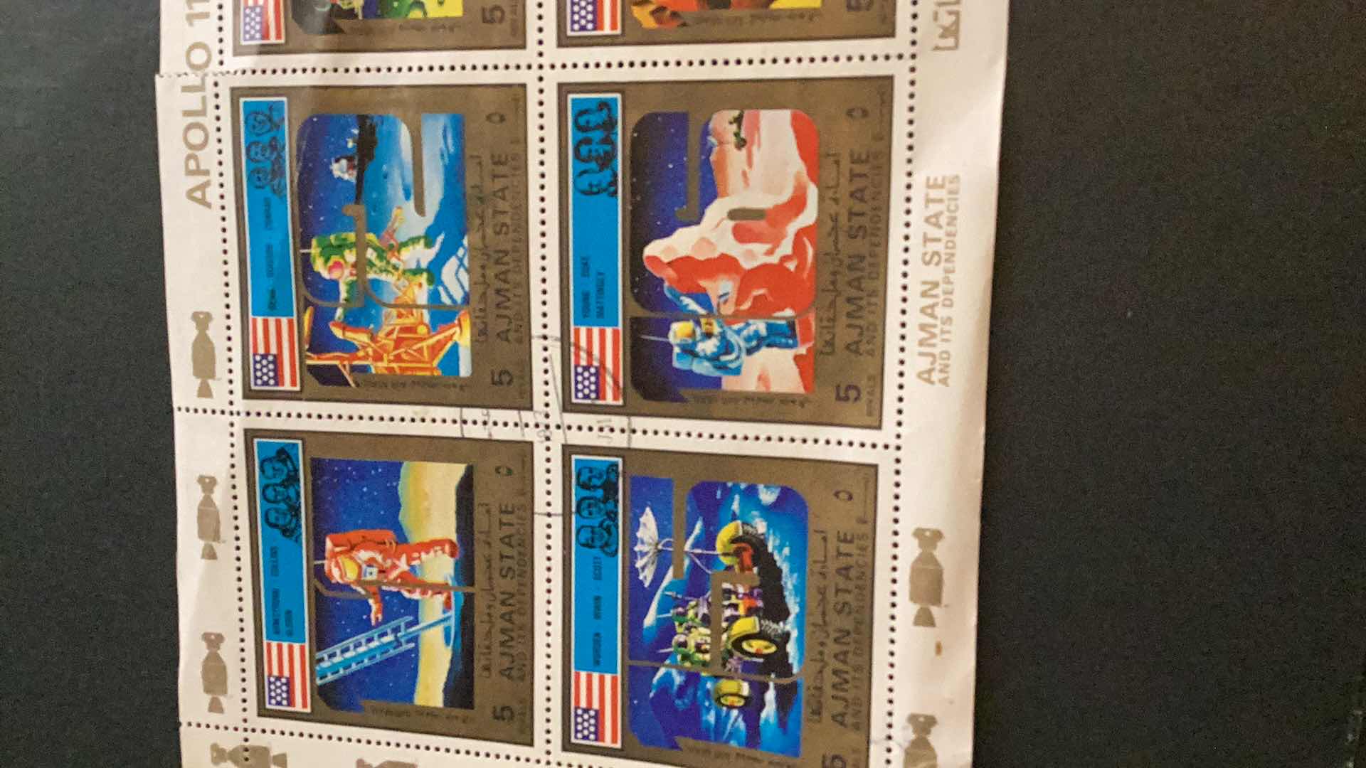 Photo 1 of AJMAN STATE APOLLO 11-17 BOCK OF 8 STAMPS