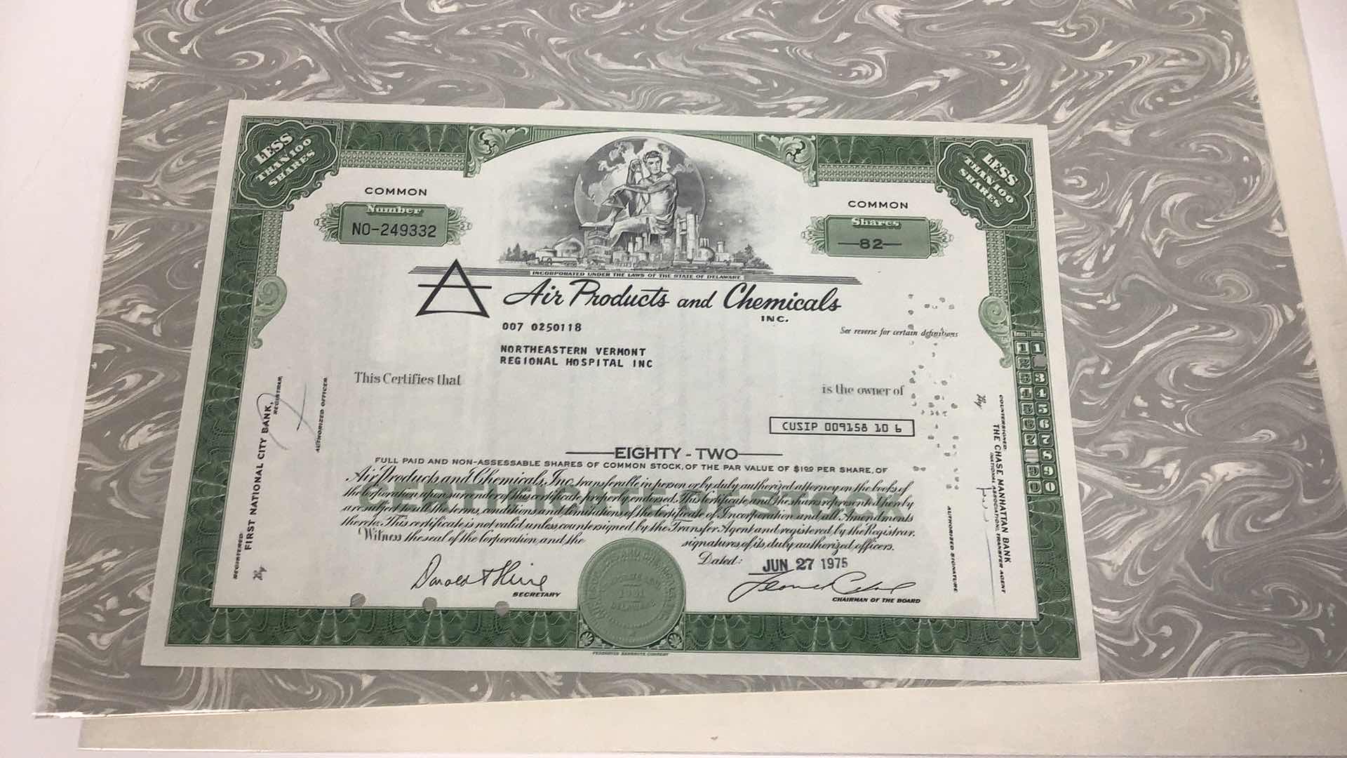 Photo 4 of FRANKLIN MINT ADMIRAL CORP AND AIR PRODUCT AND CHEMICAL SHARES