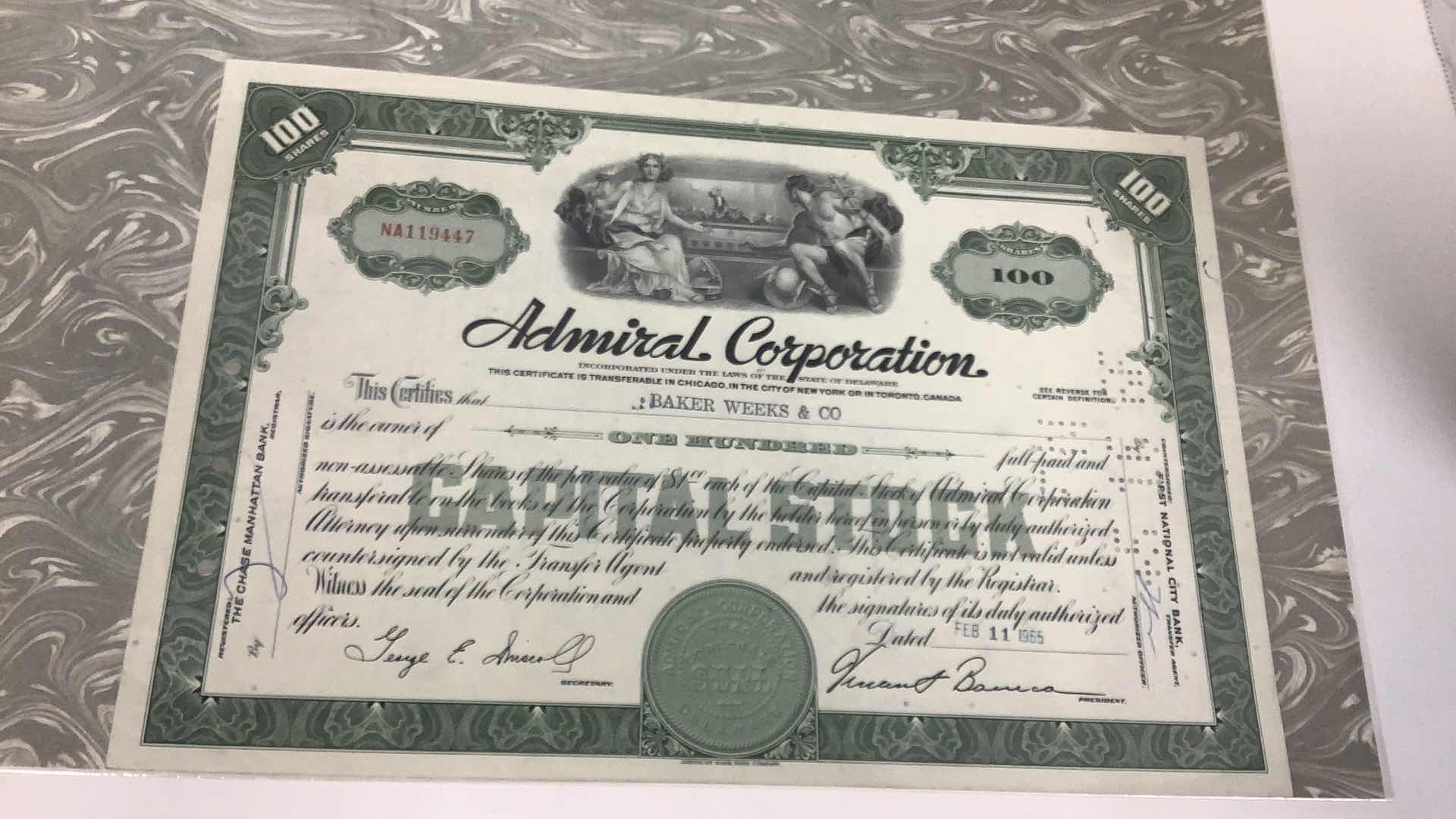 Photo 2 of FRANKLIN MINT ADMIRAL CORP AND AIR PRODUCT AND CHEMICAL SHARES