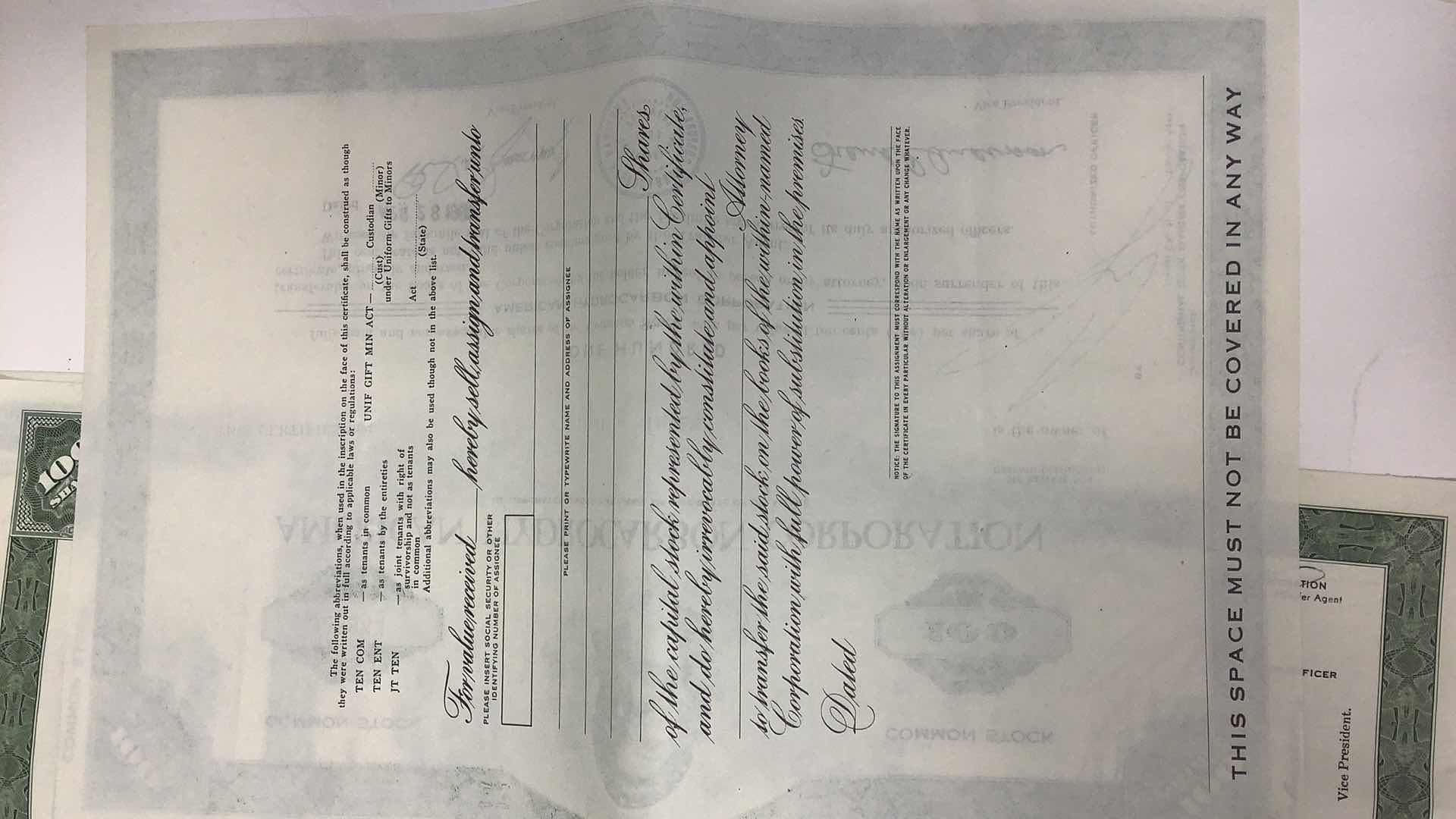 Photo 1 of 5 AMERICAN HYDROCARBON CORPORATION 100 COMMON STOCKS