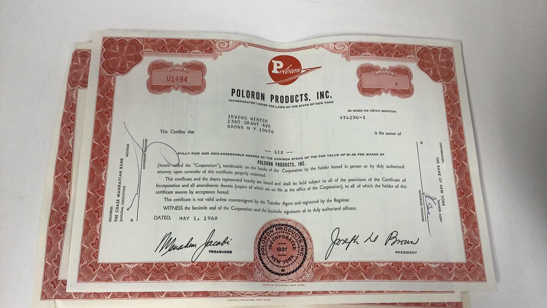 Photo 3 of 5 VINTAGE POLORON PRODUCTS SHARES