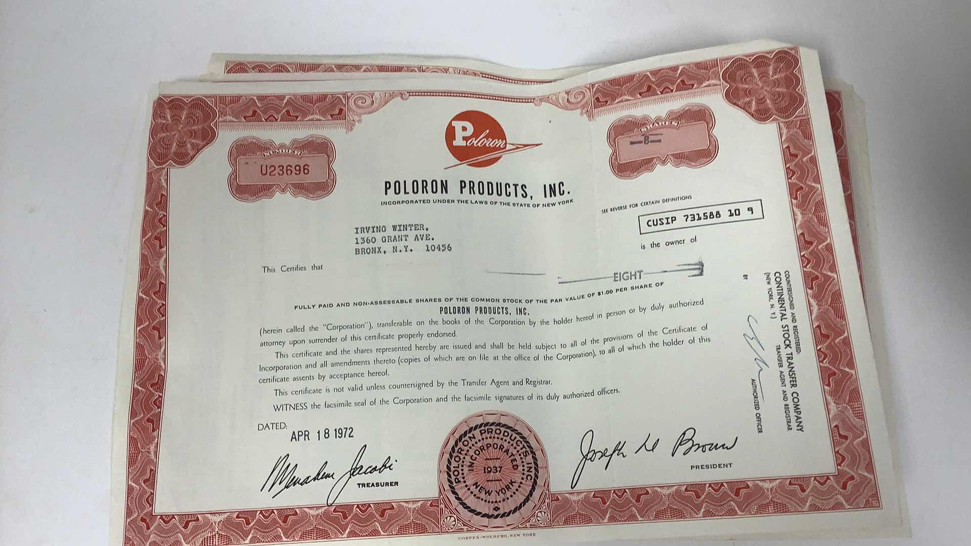 Photo 4 of 5 VINTAGE POLORON PRODUCTS SHARES