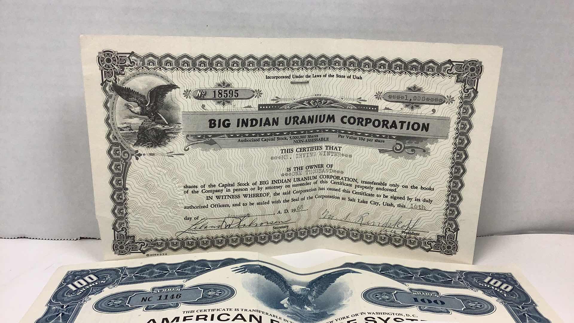 Photo 1 of 5 VINTAGE ASSORTED COMPANIES SHARES