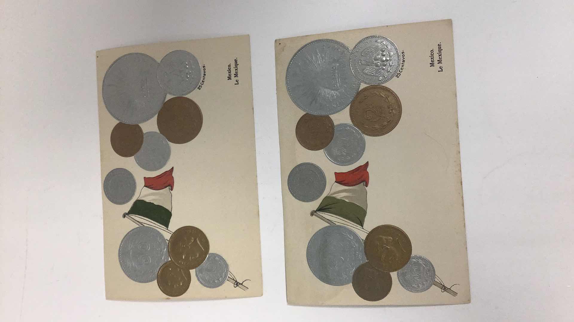 Photo 1 of 2 MEXICO COINS MONEZ VINTAGE POST CARDS