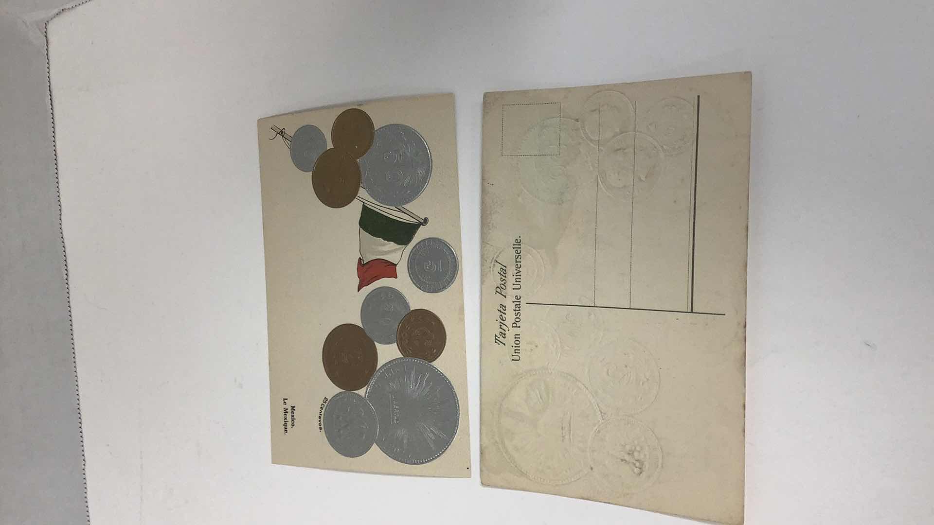 Photo 1 of 2 MEXICO COINS MONEZ VINTAGE POST CARDS