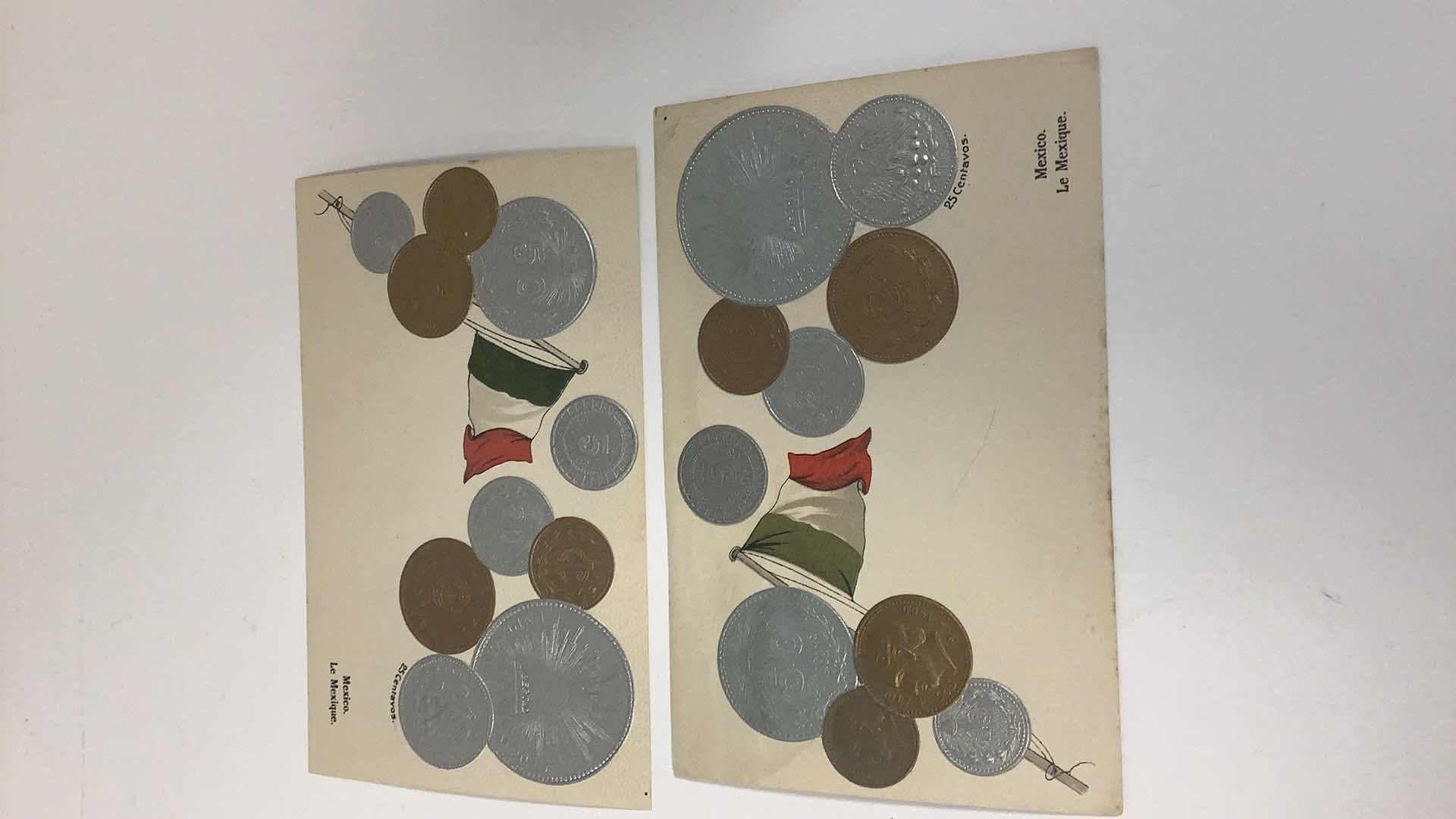 Photo 1 of 2 MEXICO COINS MONEZ VINTAGE POST CARDS