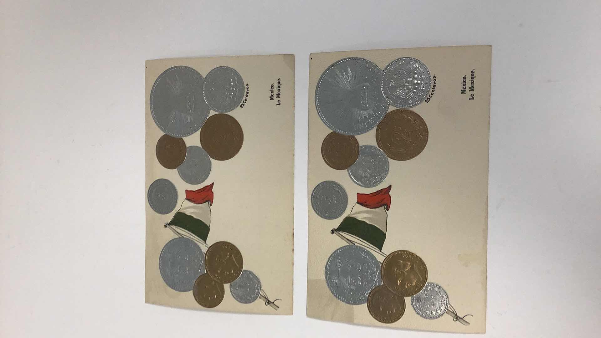 Photo 1 of 2 MEXICO COINS MONEZ VINTAGE POST CARDS