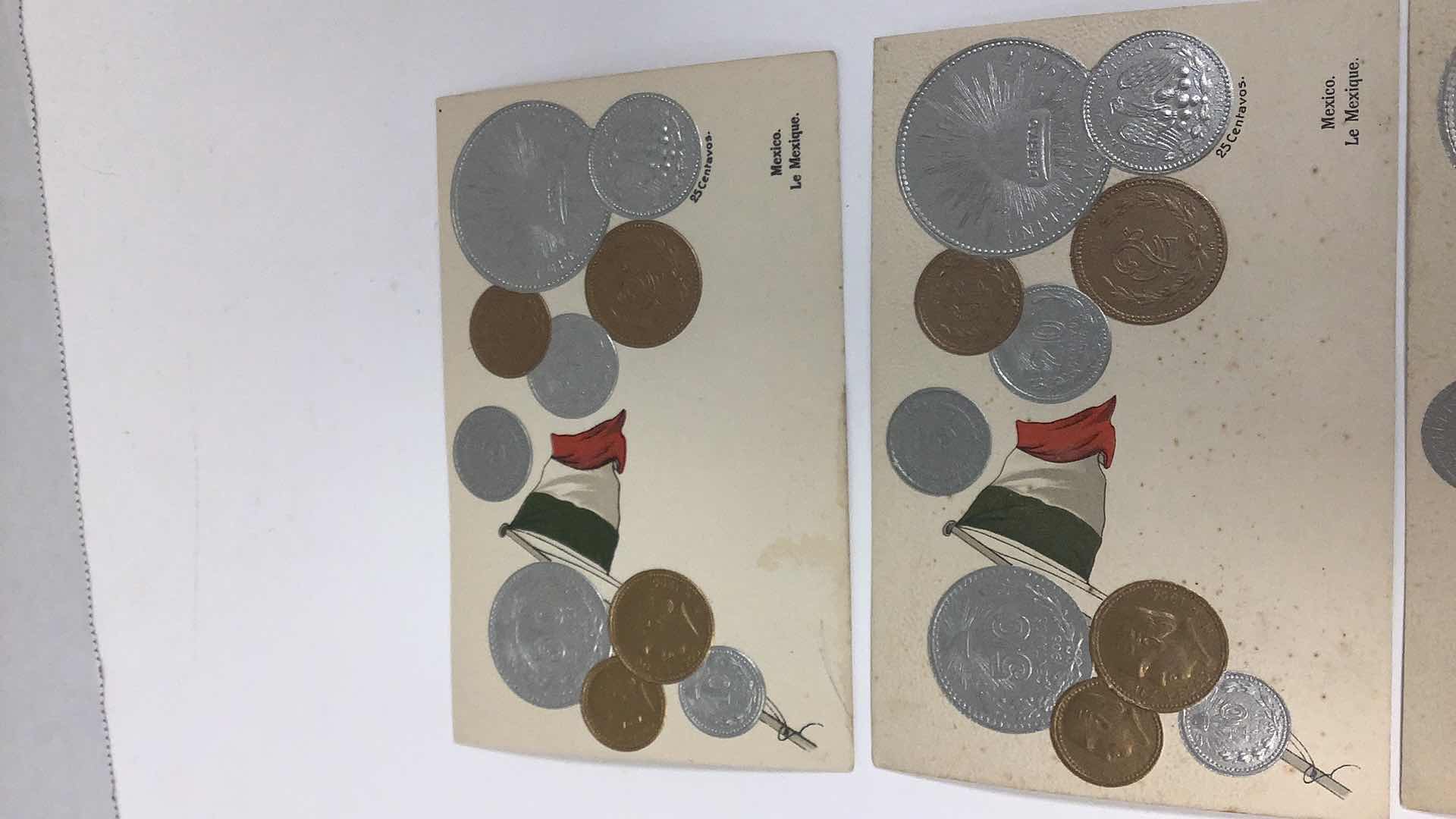 Photo 1 of 3 MEXICO COINS MONEZ VINTAGE POST CARDS
