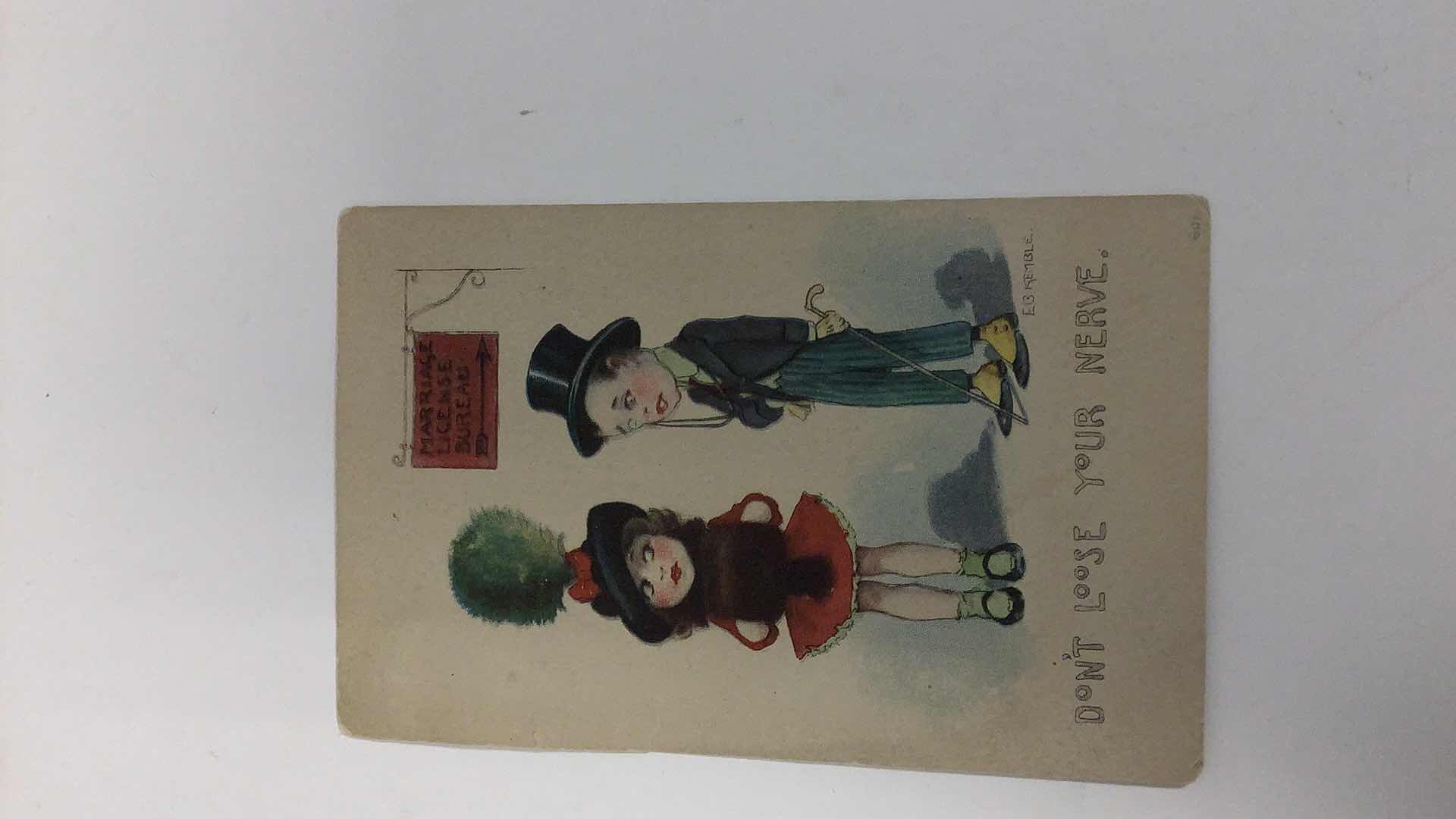 Photo 1 of 1914 KEMBLE MARRIAGE LICENSE COUPLE POSTCARD