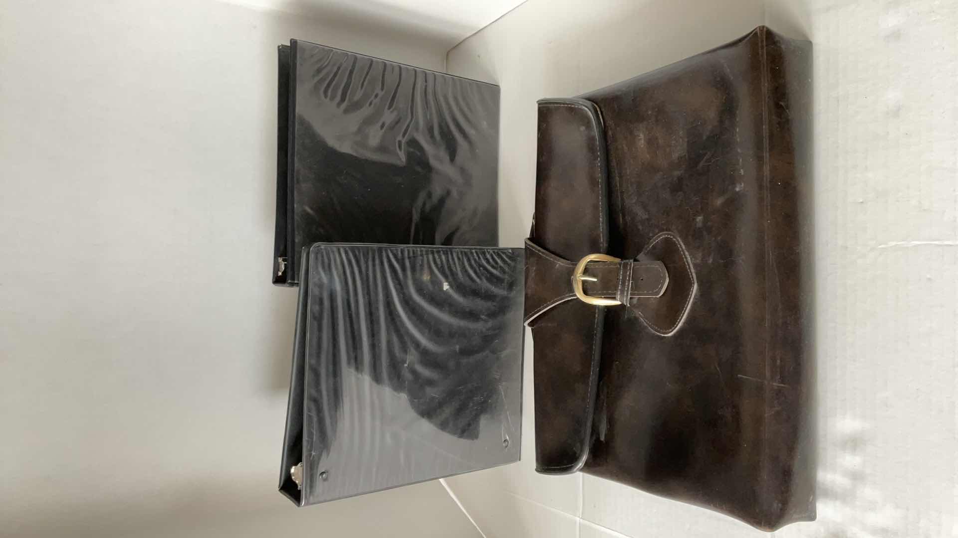 Photo 1 of LEATHER LAPTOP BAG AND BINDERS