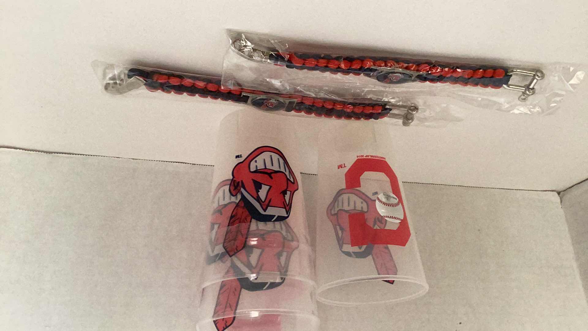 Photo 1 of BASEBALL CLEVELAND INDIANS CUPS AND BRACELETS