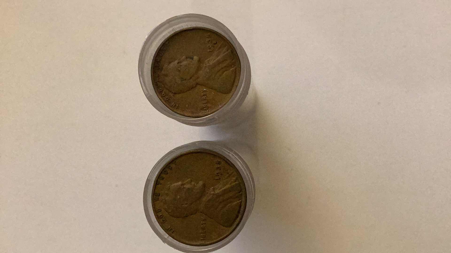 Photo 1 of 2 ROLLS OF UNITED STATES PENNIES 1935 VERY GOOD AND FINE