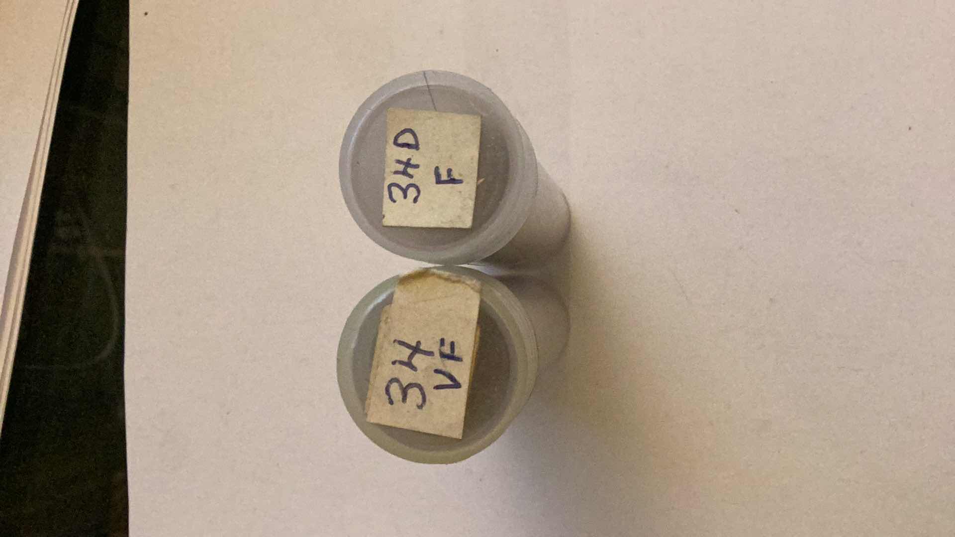 Photo 1 of 2 ROLLS OF UNITED STATES PENNIES 1934 VERY FINE AND FINE