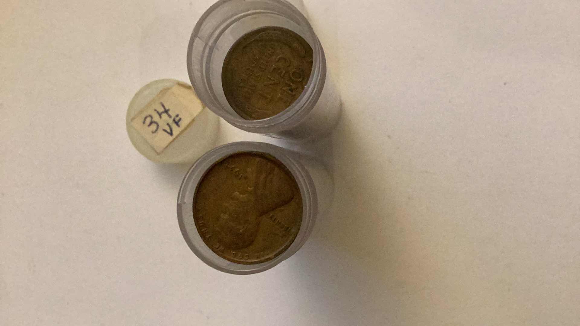 Photo 3 of 2 ROLLS OF UNITED STATES PENNIES 1934 VERY FINE AND FINE