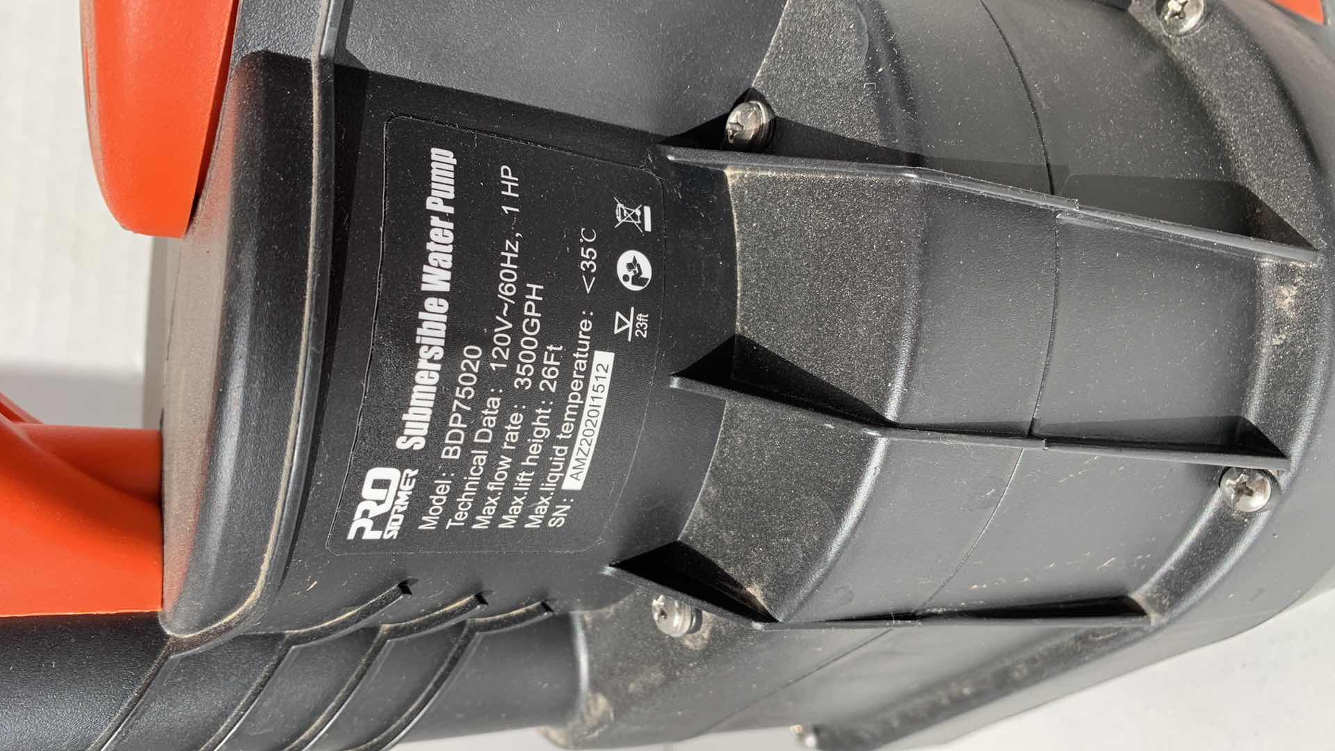 Photo 2 of PRO STORMER SUBMERSIBLE WATER PUMP