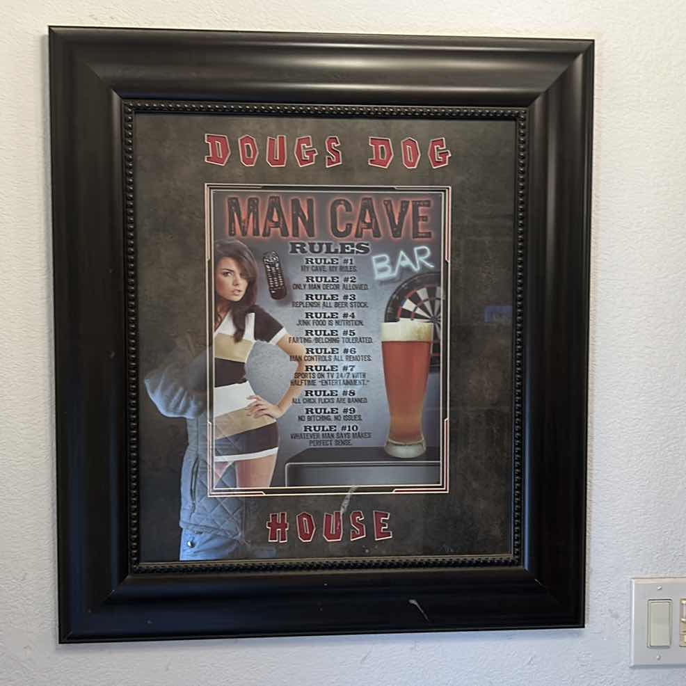 Photo 1 of MAN CAVE- DOUGS DOG HOUSE FRAMED ARTWORK 28” x 31”