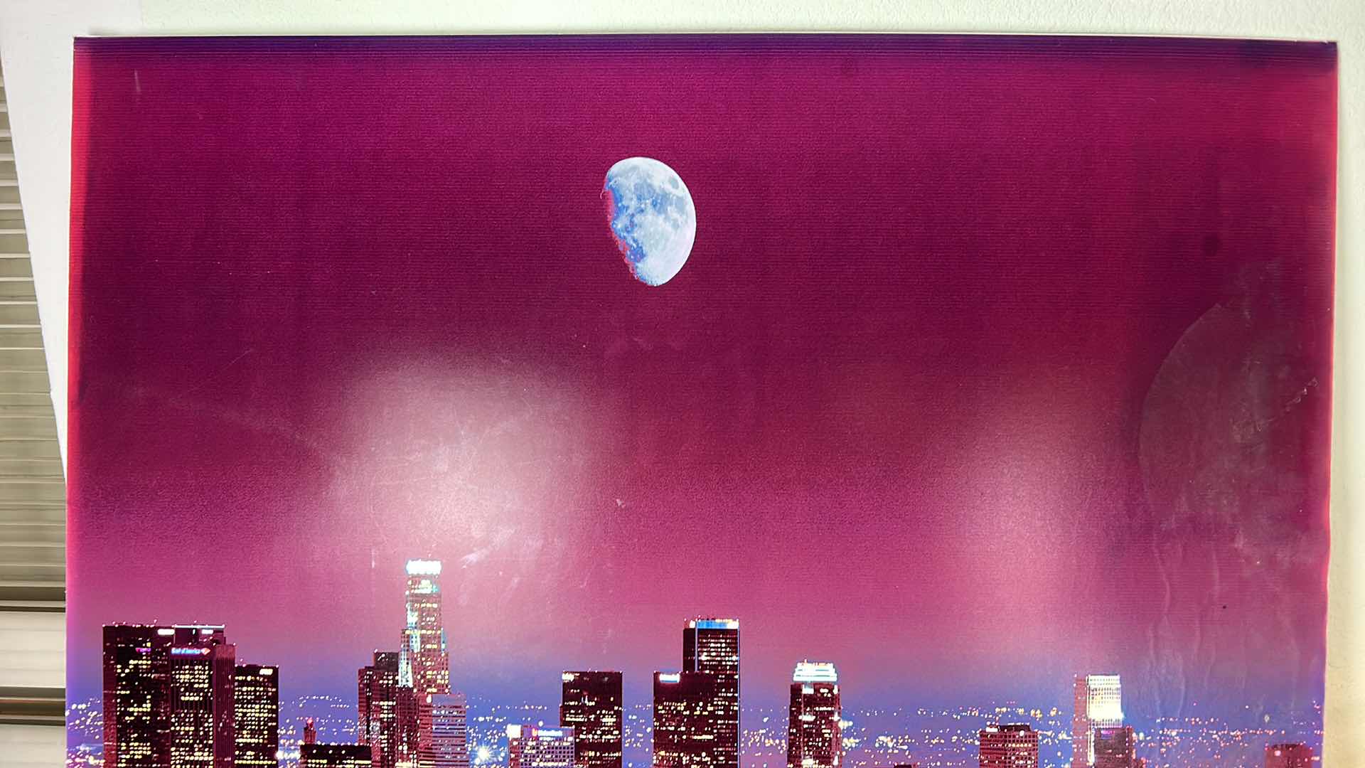 Photo 1 of MOON OVER CITY SKYLINE POSTER ARTWORK UNFRAMED 39” x 29 1/2