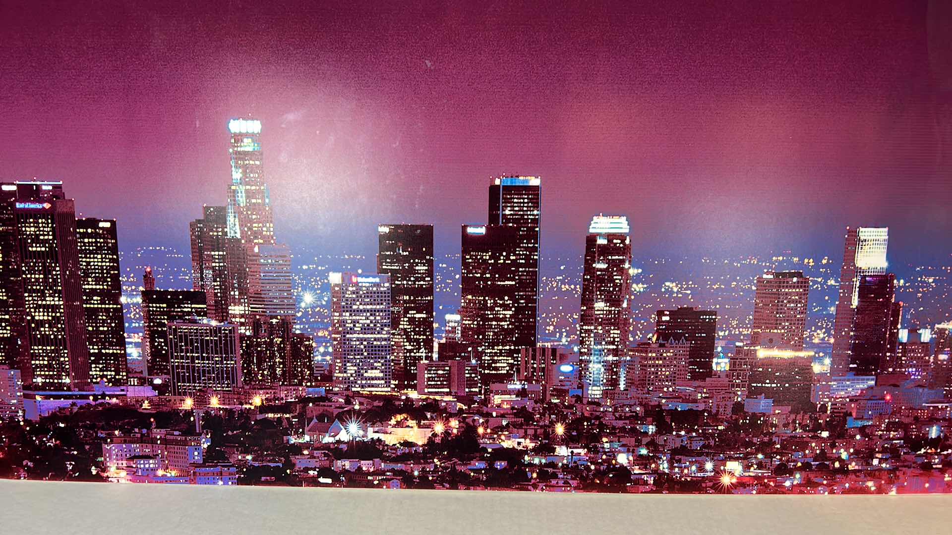 Photo 1 of MOON OVER CITY SKYLINE POSTER ARTWORK UNFRAMED 39” x 29 1/2