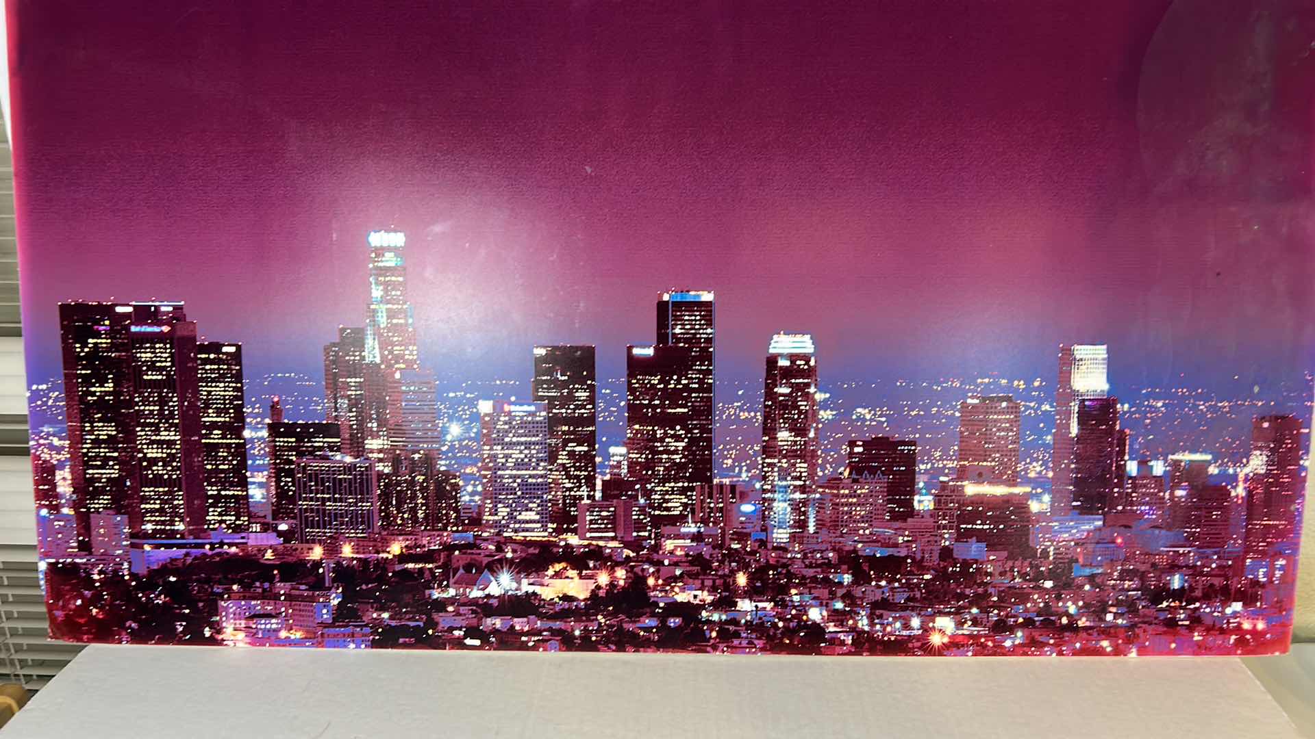 Photo 1 of MOON OVER CITY SKYLINE POSTER ARTWORK UNFRAMED 39” x 29 1/2