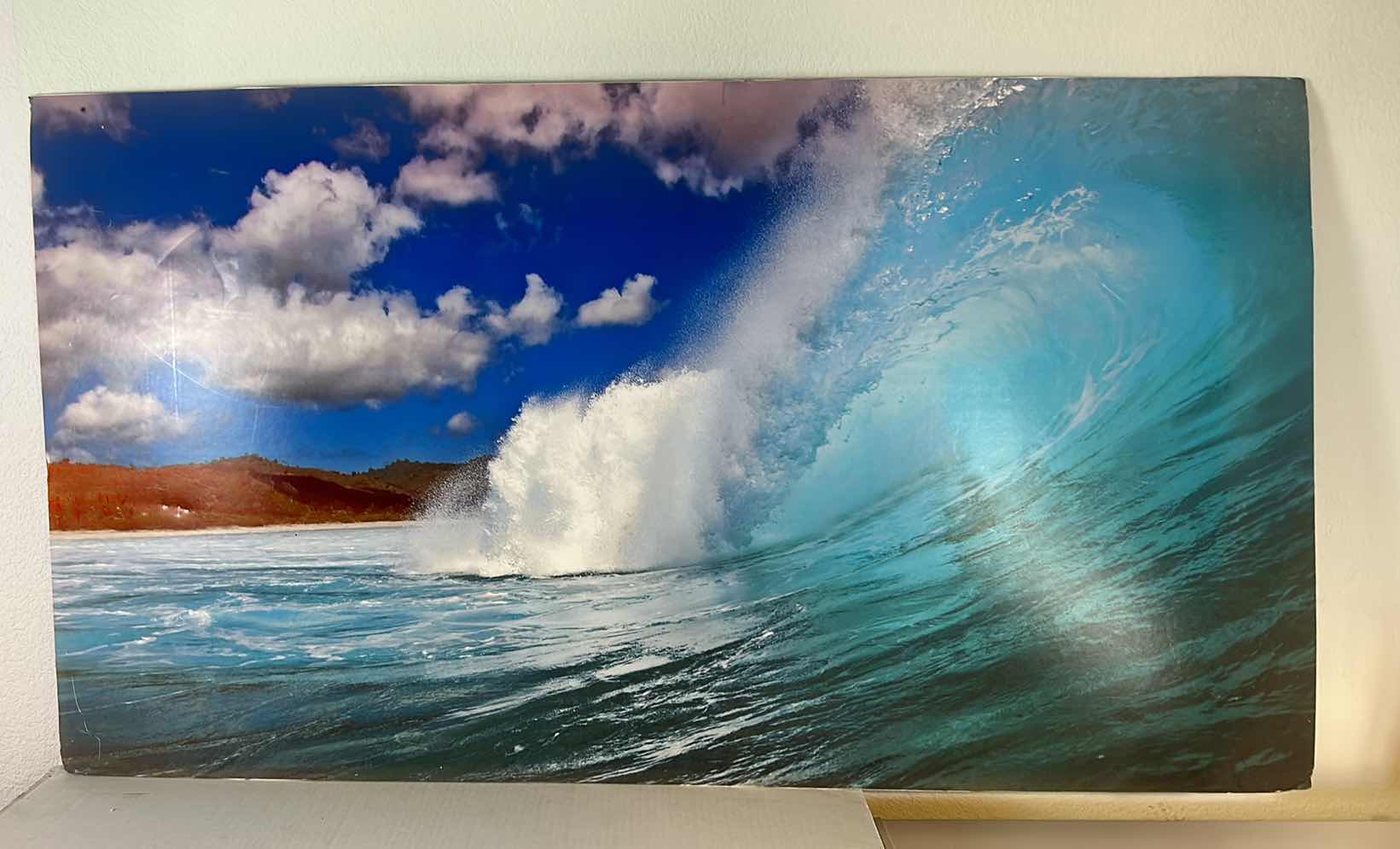 Photo 1 of WAVE CRASHING POSTER BOARD ARTWORK UNFRAMED 54“ x 30“