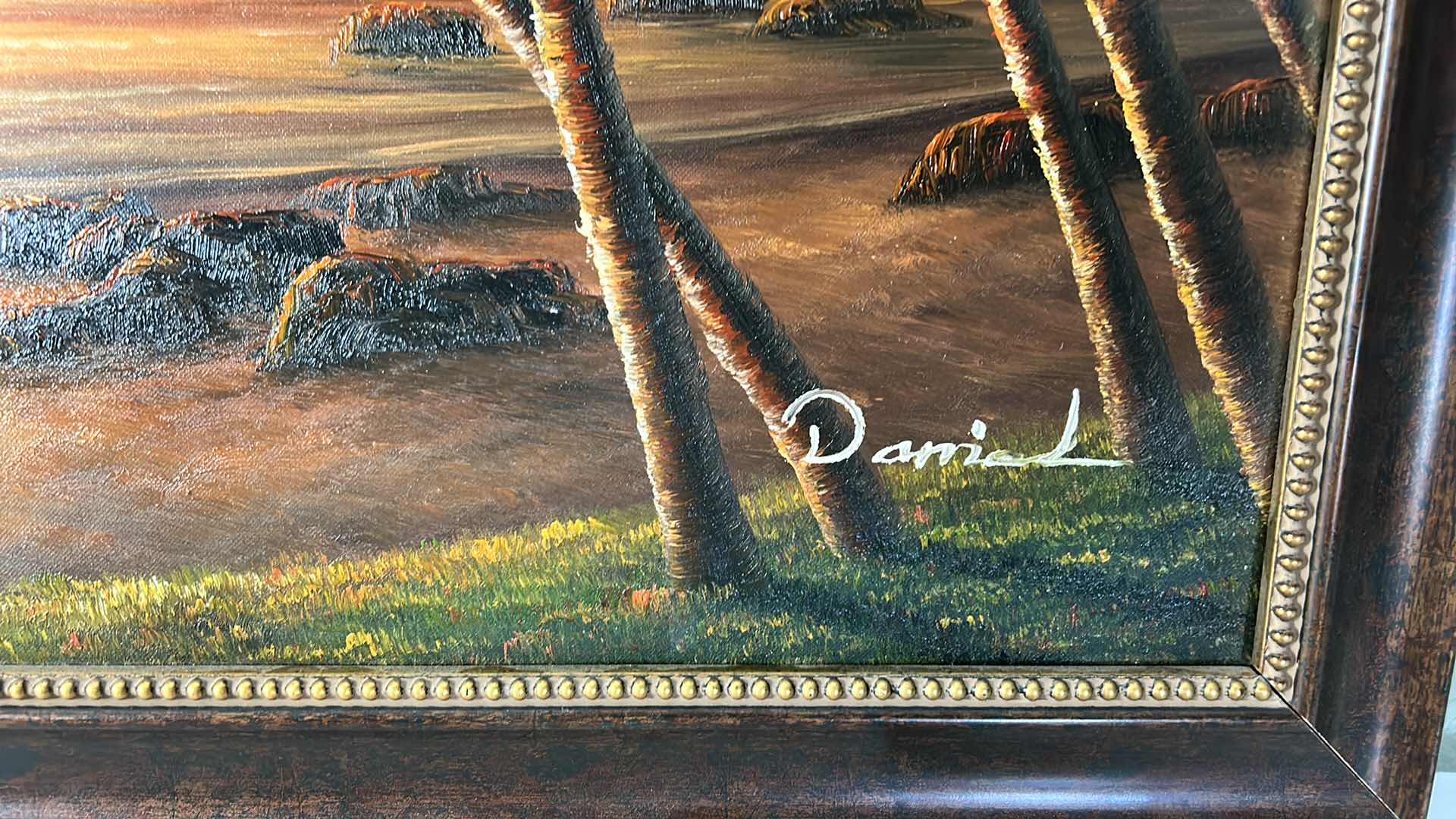 Photo 1 of SIGNED OIL ON CANVAS, PALM TREES, FRAMED ARTWORK 40“ x 28 1/2“