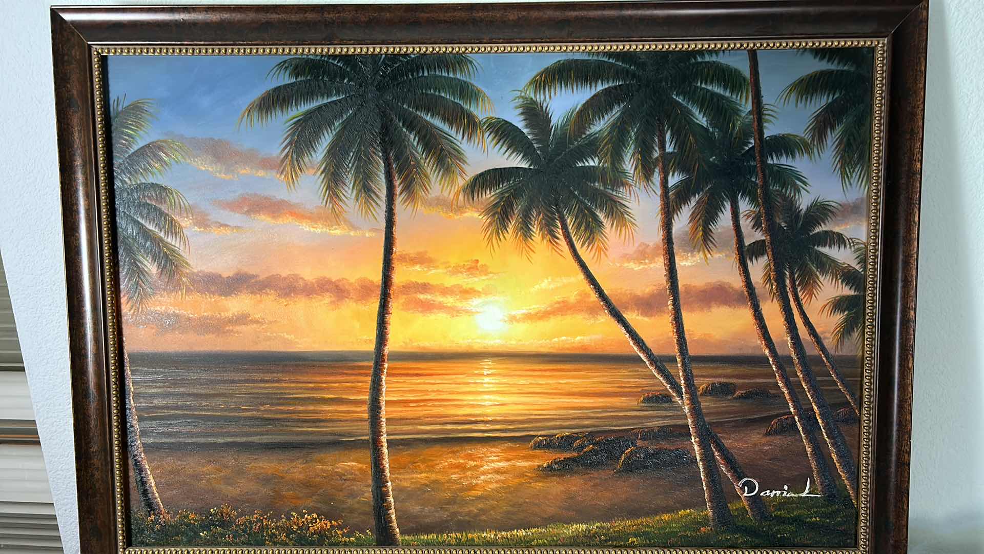 Photo 1 of SIGNED OIL ON CANVAS, PALM TREES, FRAMED ARTWORK 40“ x 28 1/2“