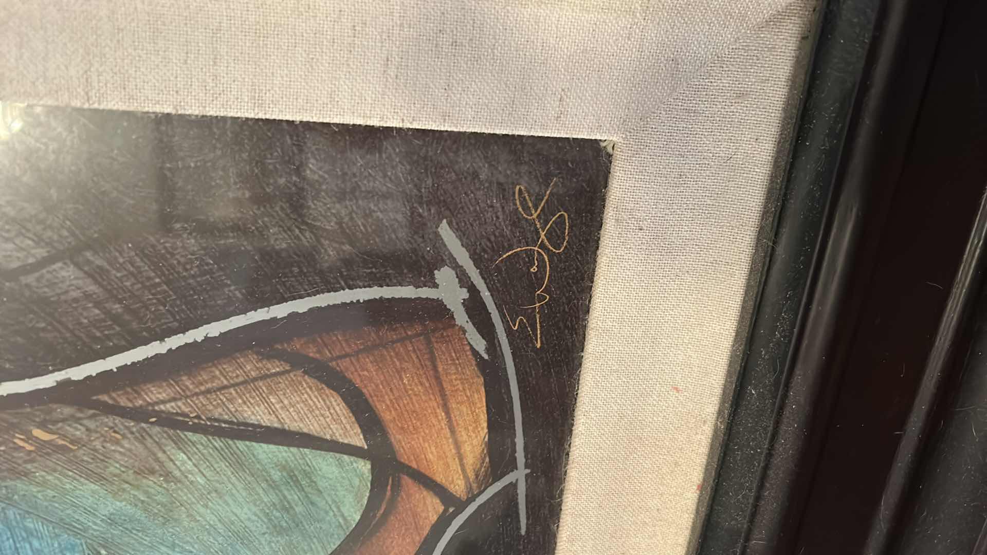 Photo 3 of SIGNED COLORFUL ABSTRACT ARTWORK BY ERIC WAUGH FRAMED 47 1/2” x 47 1/2”