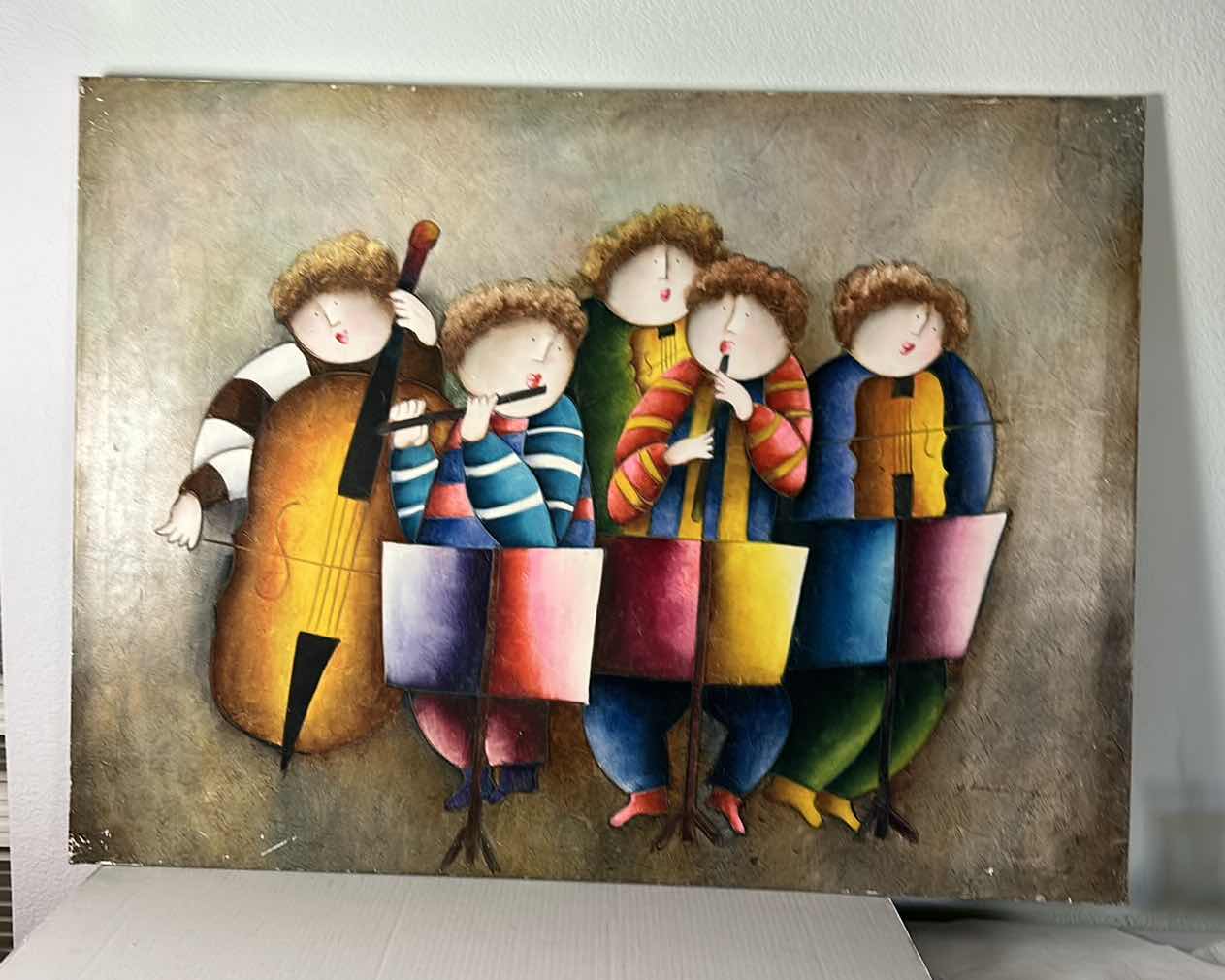 Photo 5 of SIGNED STRETCHED CANVAS, MUSICIANS, UNFRAMED ARTWORK 4’ x 3’