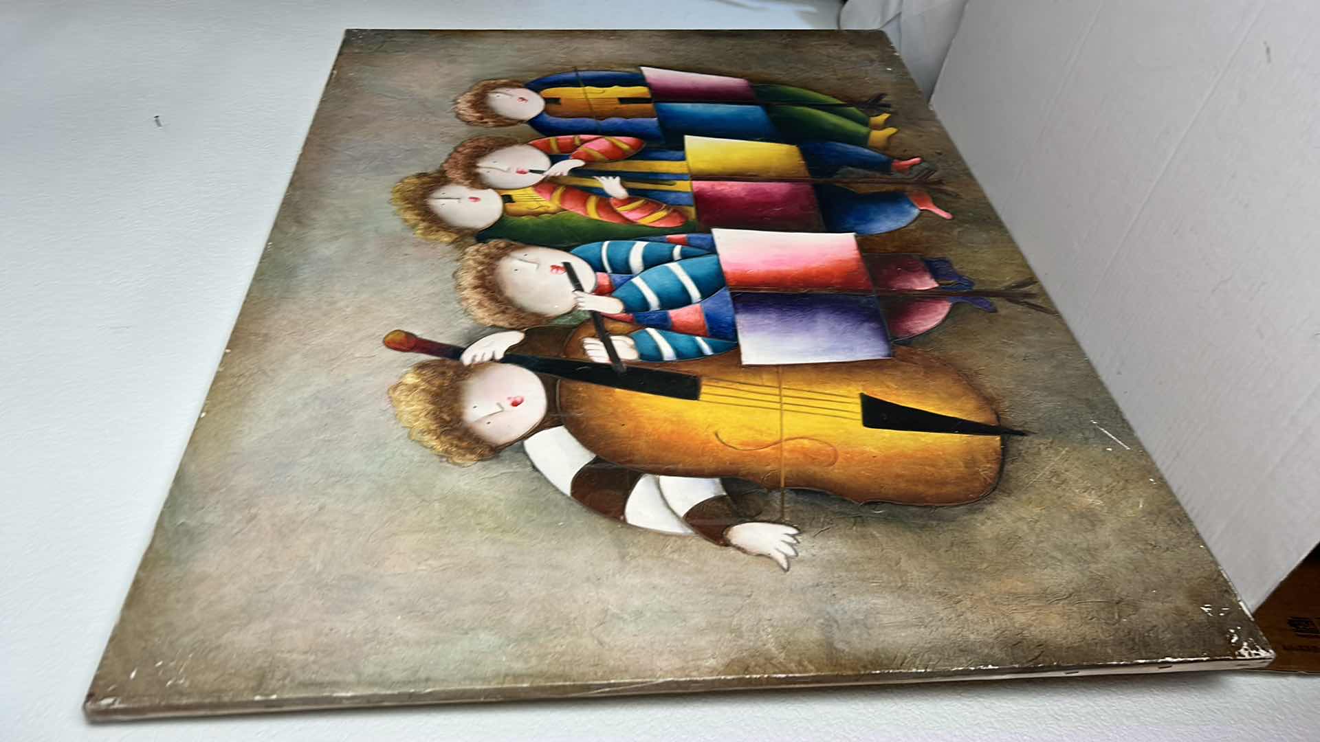 Photo 4 of SIGNED STRETCHED CANVAS, MUSICIANS, UNFRAMED ARTWORK 4’ x 3’