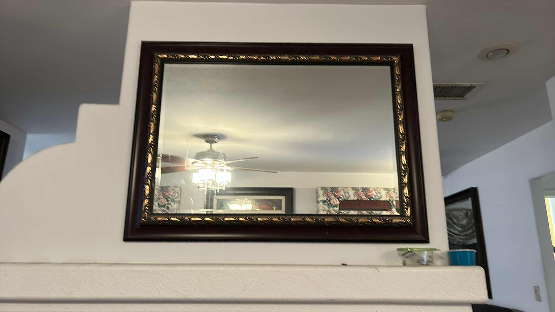 Photo 1 of BEVELED GLASS WOOD FRAMED MIRROR 43” x 30”.