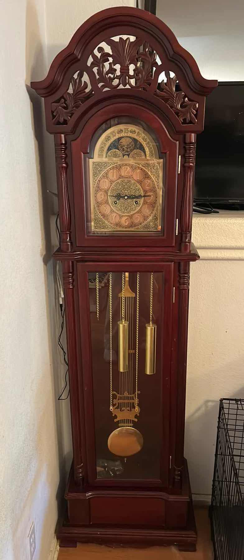 Photo 6 of CHIMING GRANDFATHER CLOCK LAMINATE 21 3/4” x 11 1/2” x 74”