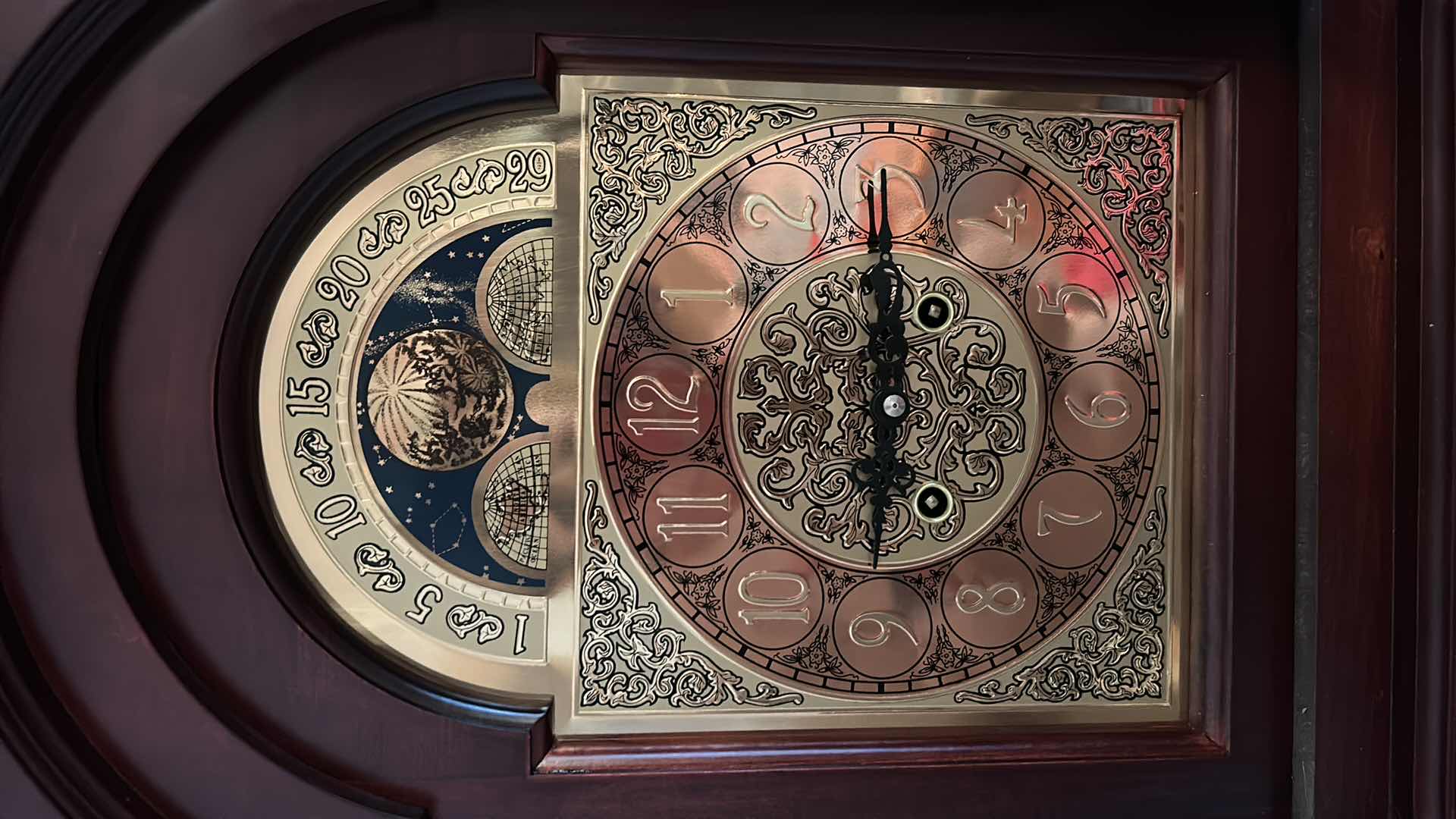 Photo 2 of CHIMING GRANDFATHER CLOCK LAMINATE 21 3/4” x 11 1/2” x 74”